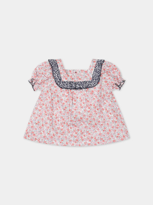 Blusa multicolor per neonata con fiori,Le Petit Coco,LCGCA006 CF504 XL010 D006