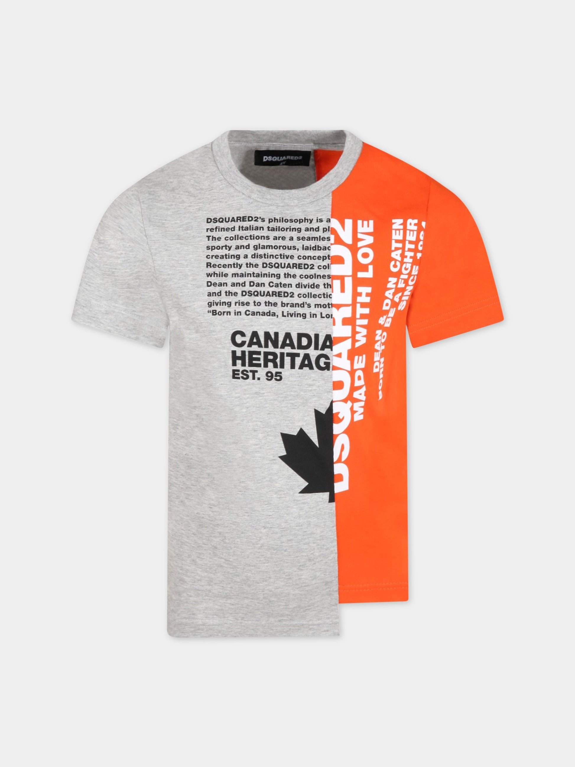 T-shirt multicolor per bambino con foglia d'acero,Dsquared2,DQ0115 D004I D2T612U DQ255