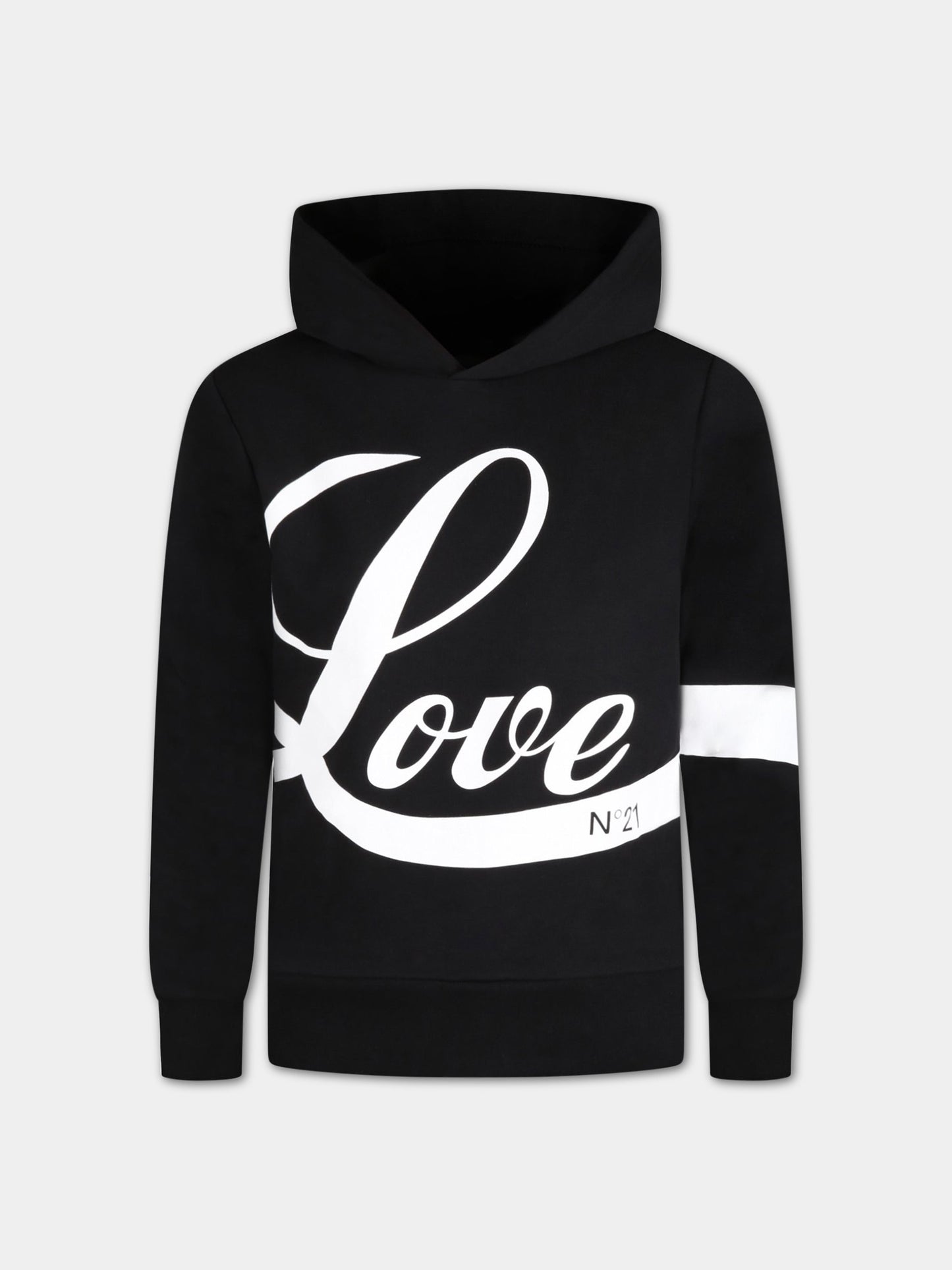 Felpa nera per bambini con scritta Love,N°21 Kids,N21073 N0155 N21S67F 0N900