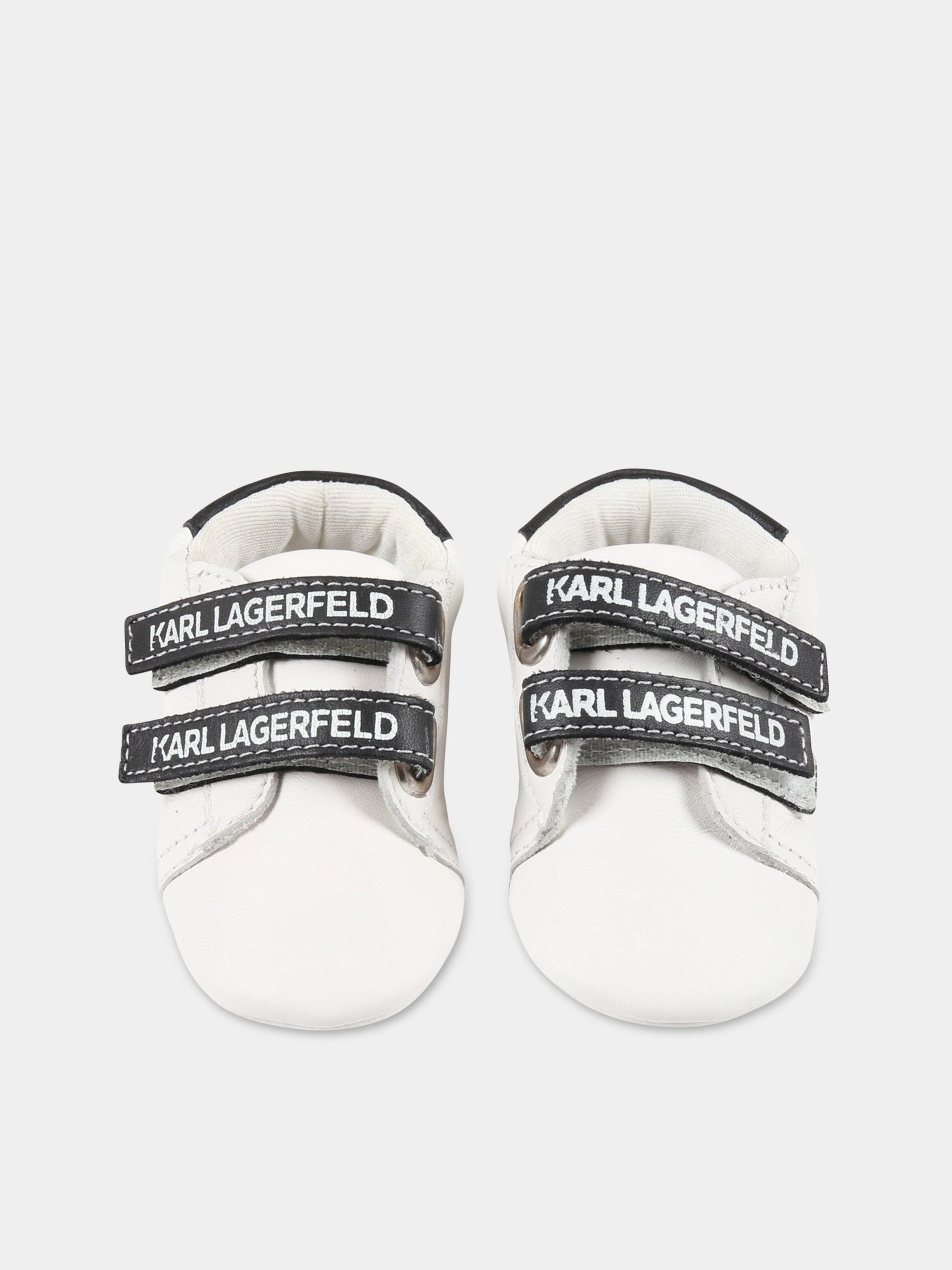 Scarpe bianche da culla per neonato con logo,Karl Lagerfeld Kids,Z99015 10B