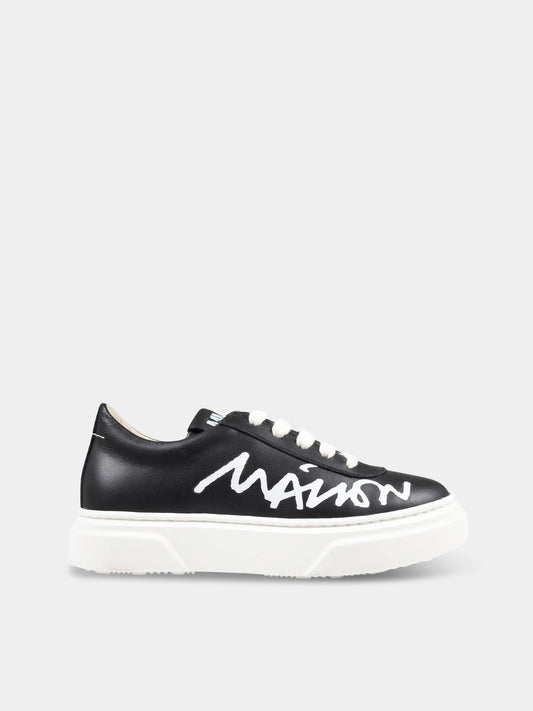 Sneakers nere per bambini con logo bianco,Mm6 Maison Margiela,70336 2