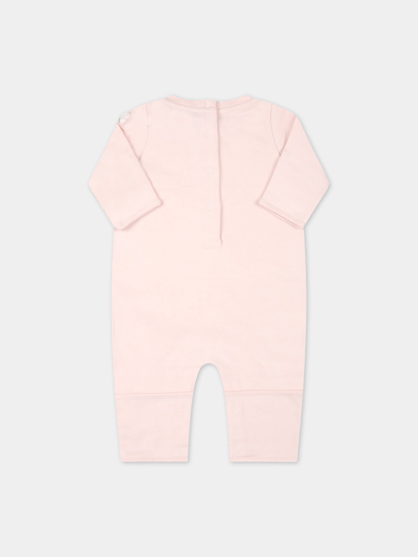 Tutina rosa per neonata con logo rosa ricamato,Moncler Kids,951 8L00005 8392E 529