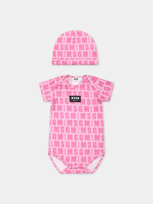 Set rosa per neonata con logo,Msgm Kids,MS029048 042