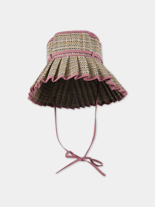 Cappello rosa Capri per bambina con dettagli beige,Lorna Murray,ROSE BAY