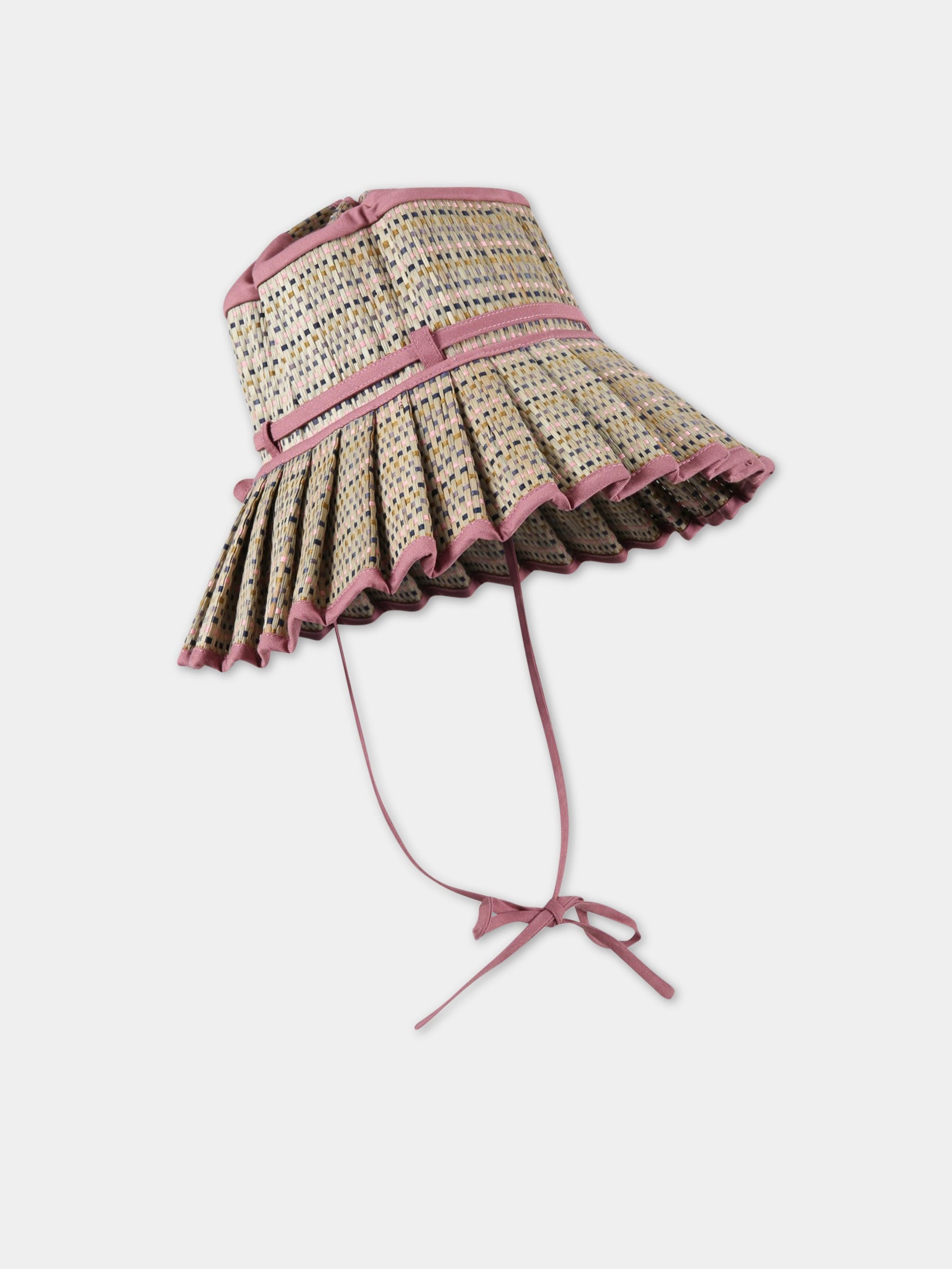 Cappello rosa Capri per bambina con dettagli beige,Lorna Murray,ROSE BAY