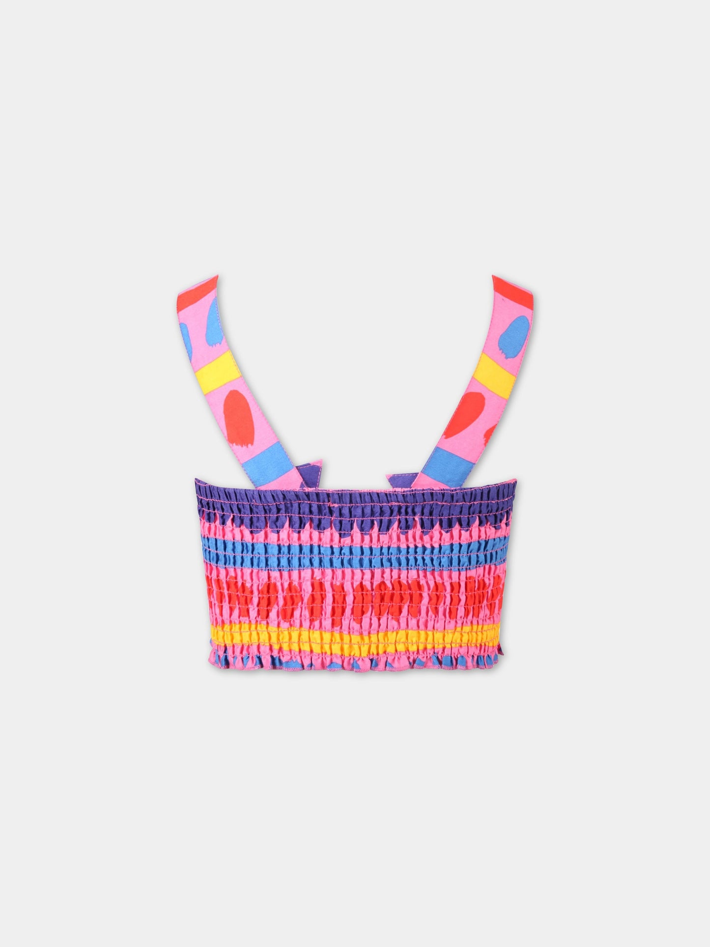 Top fucsia corto per bambina con disegni colorati,Stella Mccartney Kids,8Q5AD2 Z0146 999MC