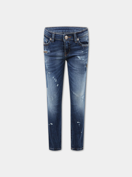 Jeans blu per bambina con strappi,Diesel,00J3S6 KXB6E K01