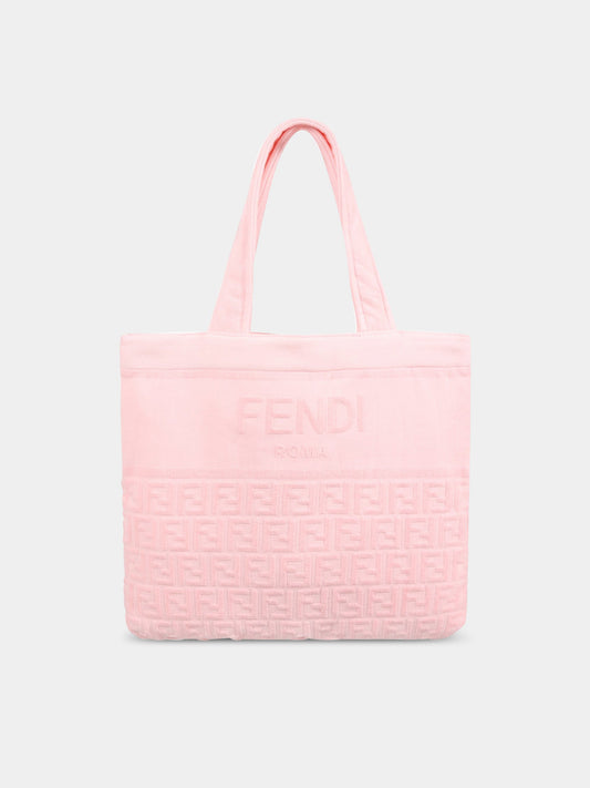 Telo mare rosa per bambina con iconiche FF,Fendi Kids,JUS020 AIP2 F0QD1