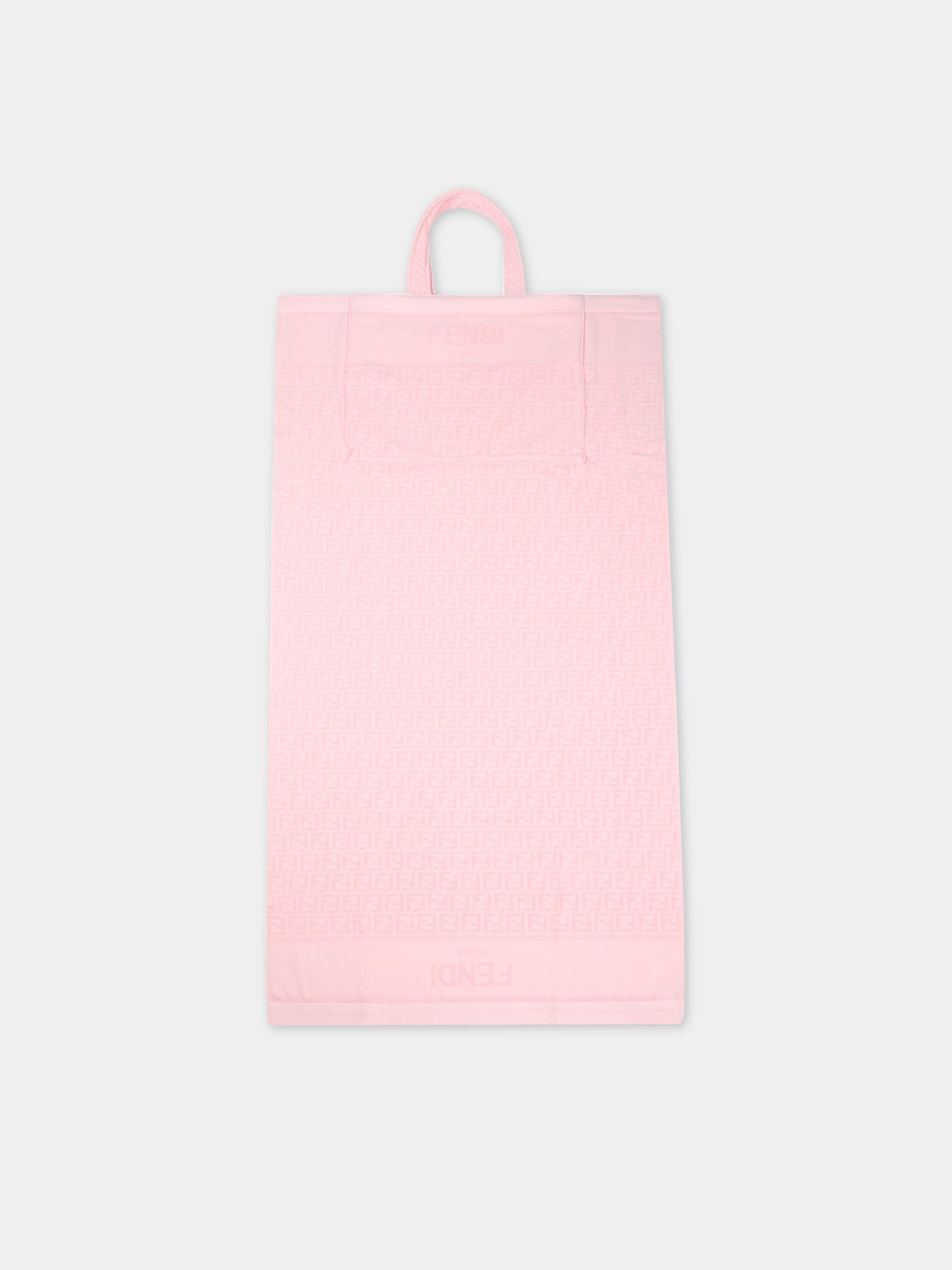 Telo mare rosa per bambina con iconiche FF,Fendi Kids,JUS020 AIP2 F0QD1