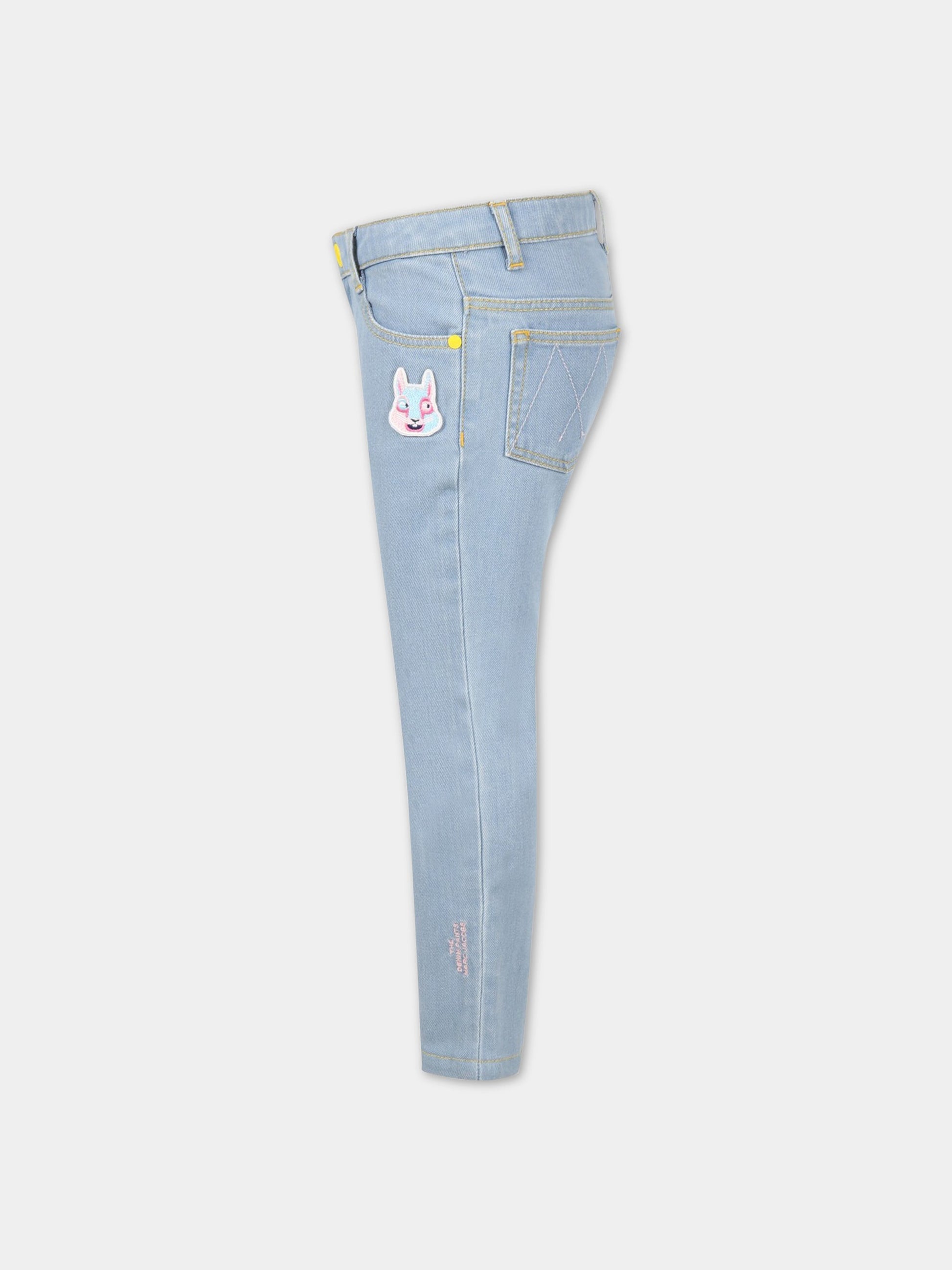 Jeans celeste per bambina con coniglio,Little Marc Jacobs,W14272 Z04