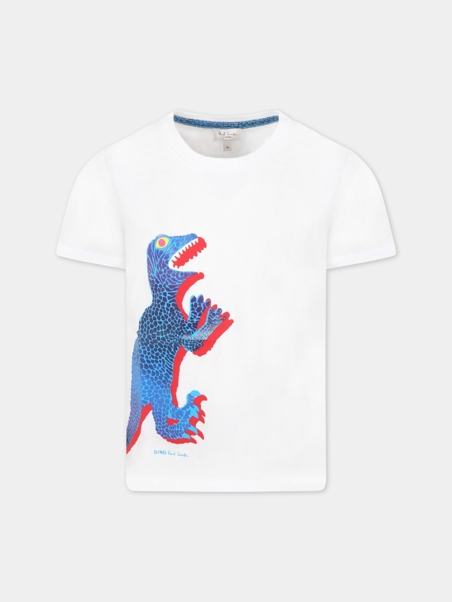 T-shirt bianca per bambino con dinosauro,Paul Smith Junior,P25106 10P