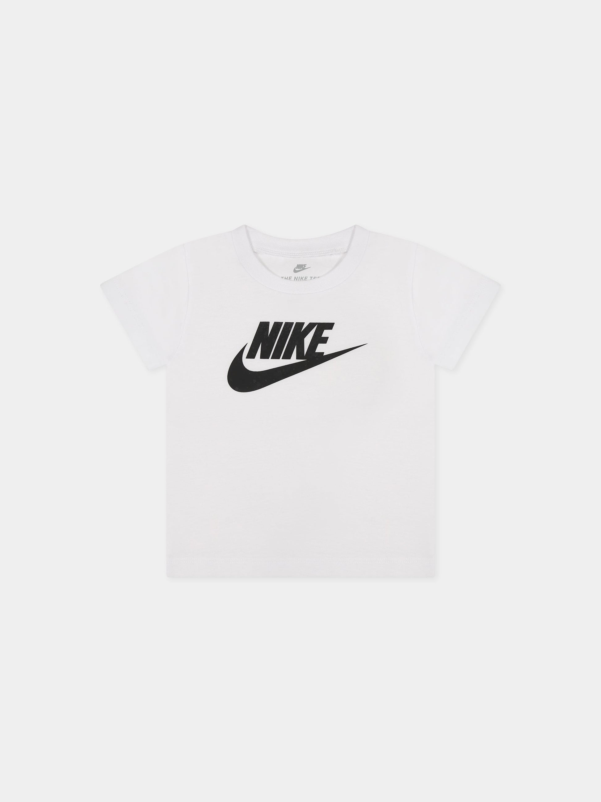 T-shirt bianca per neonati con doppio logo nero,Nike,667065 001