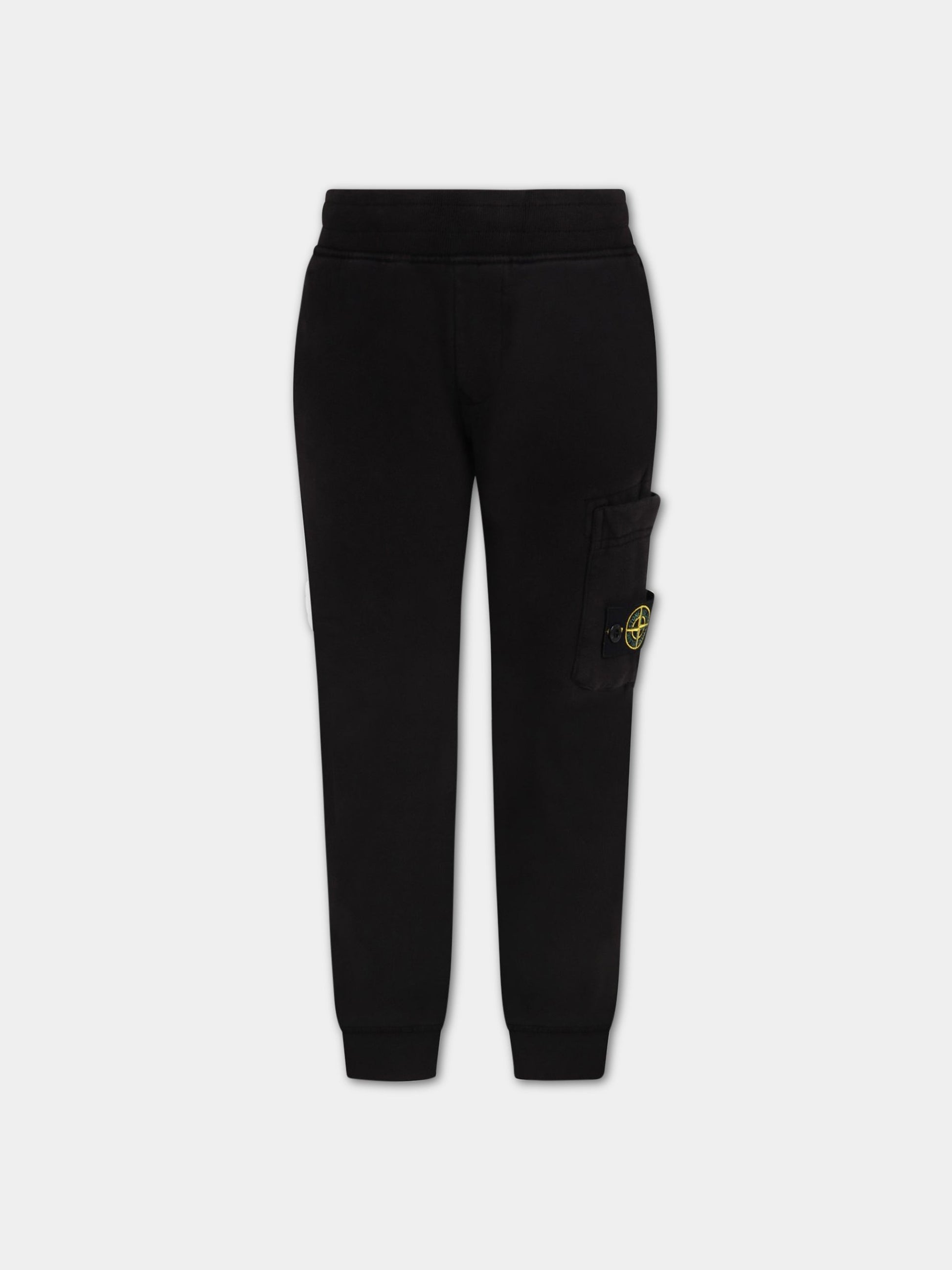 Pantalone nero per bambino con iconica bussola,Stone Island Junior,771661540 V0029