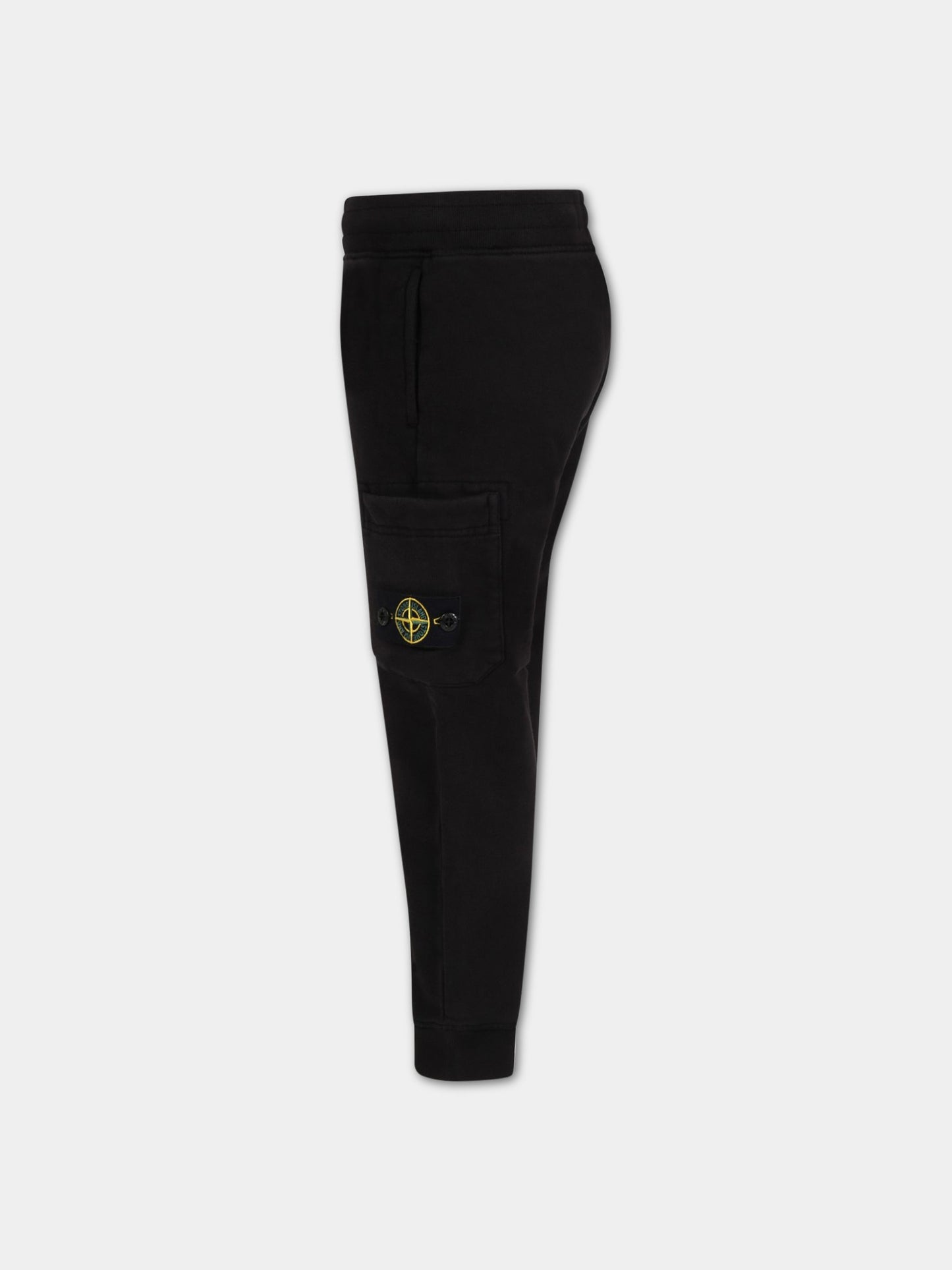 Pantalone nero per bambino con iconica bussola,Stone Island Junior,771661540 V0029