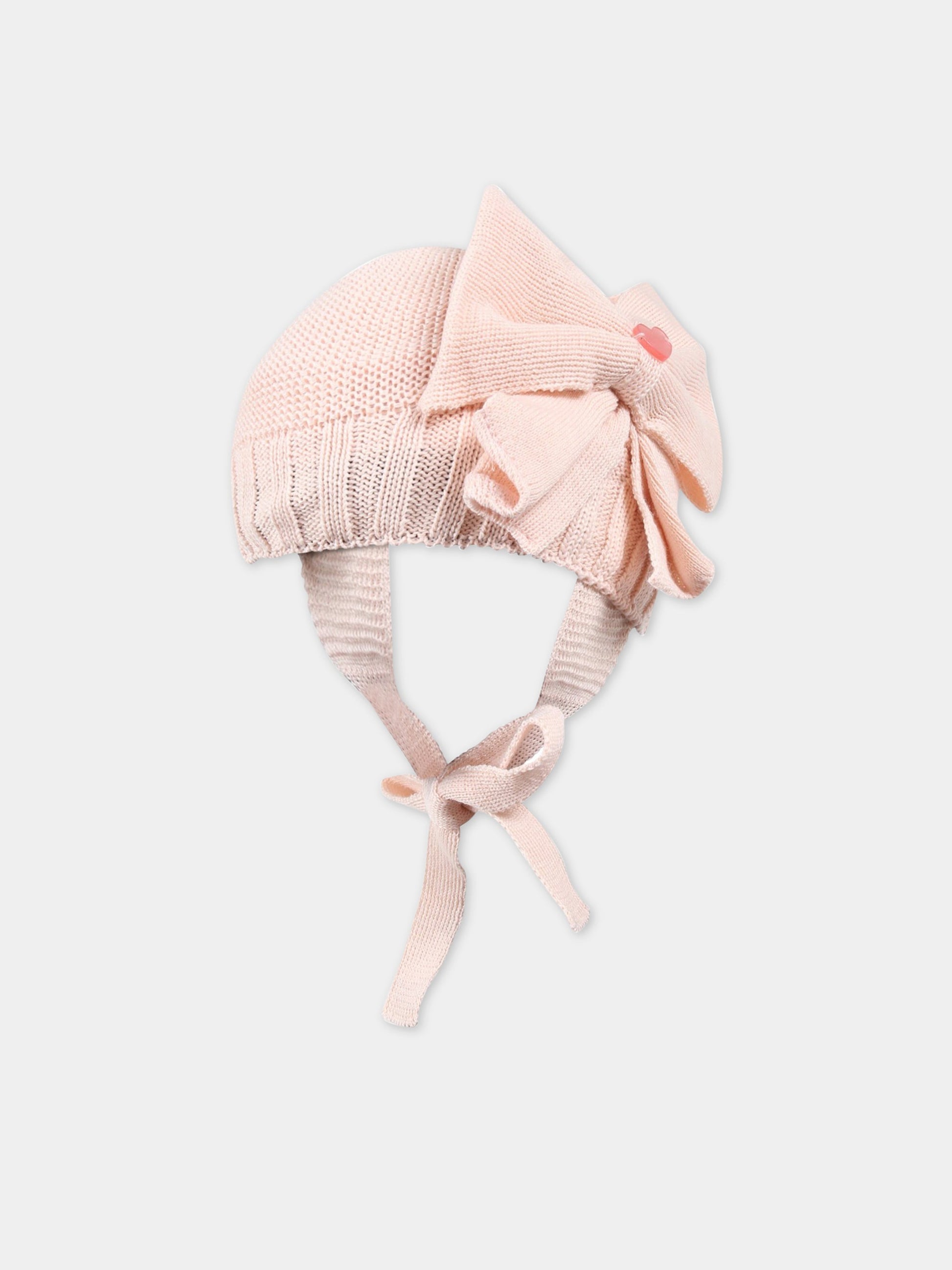 Cappello rosa per neonata con fiocco,Monnalisa,370000 0081 0092