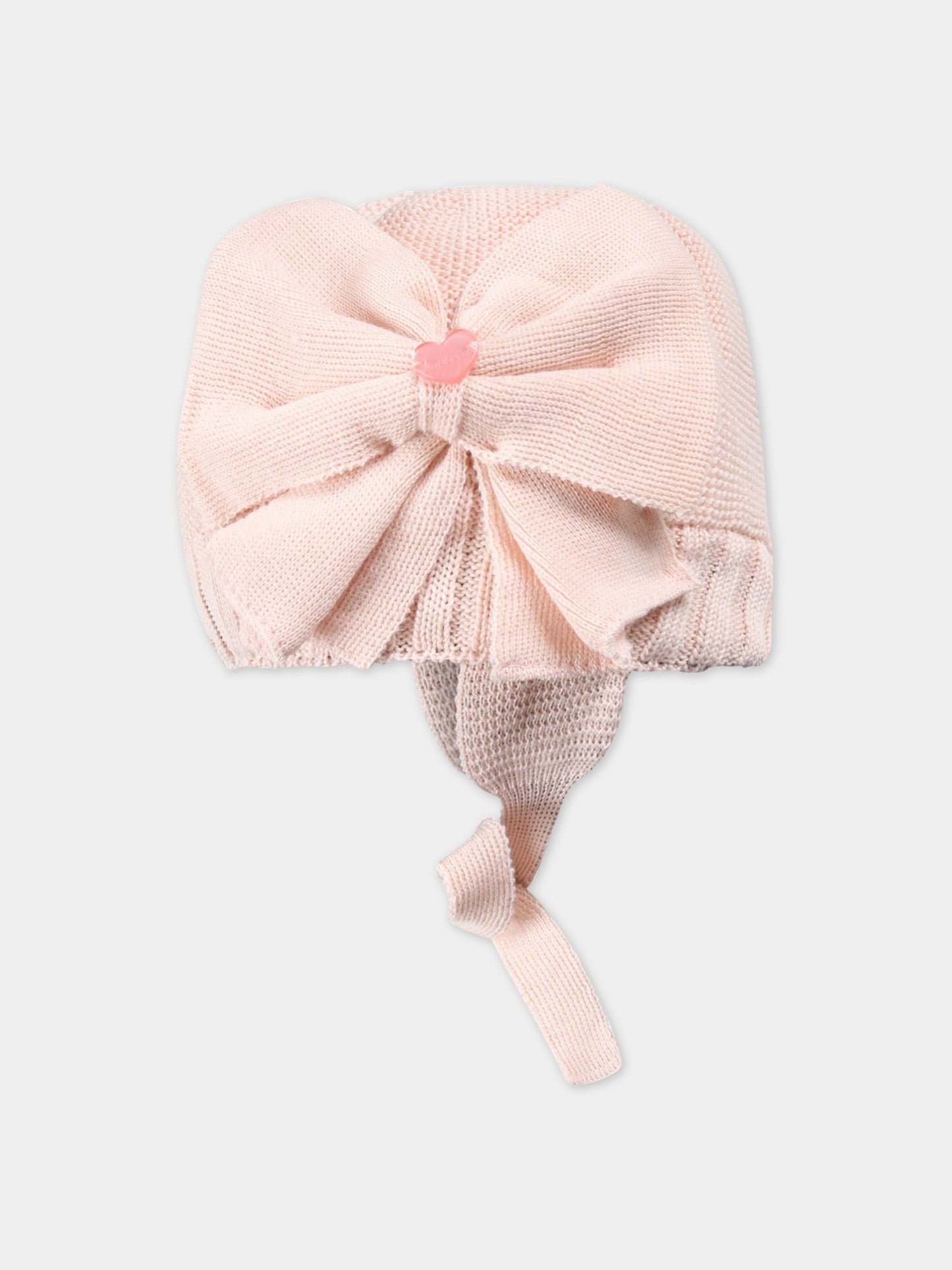 Cappello rosa per neonata con fiocco,Monnalisa,370000 0081 0092