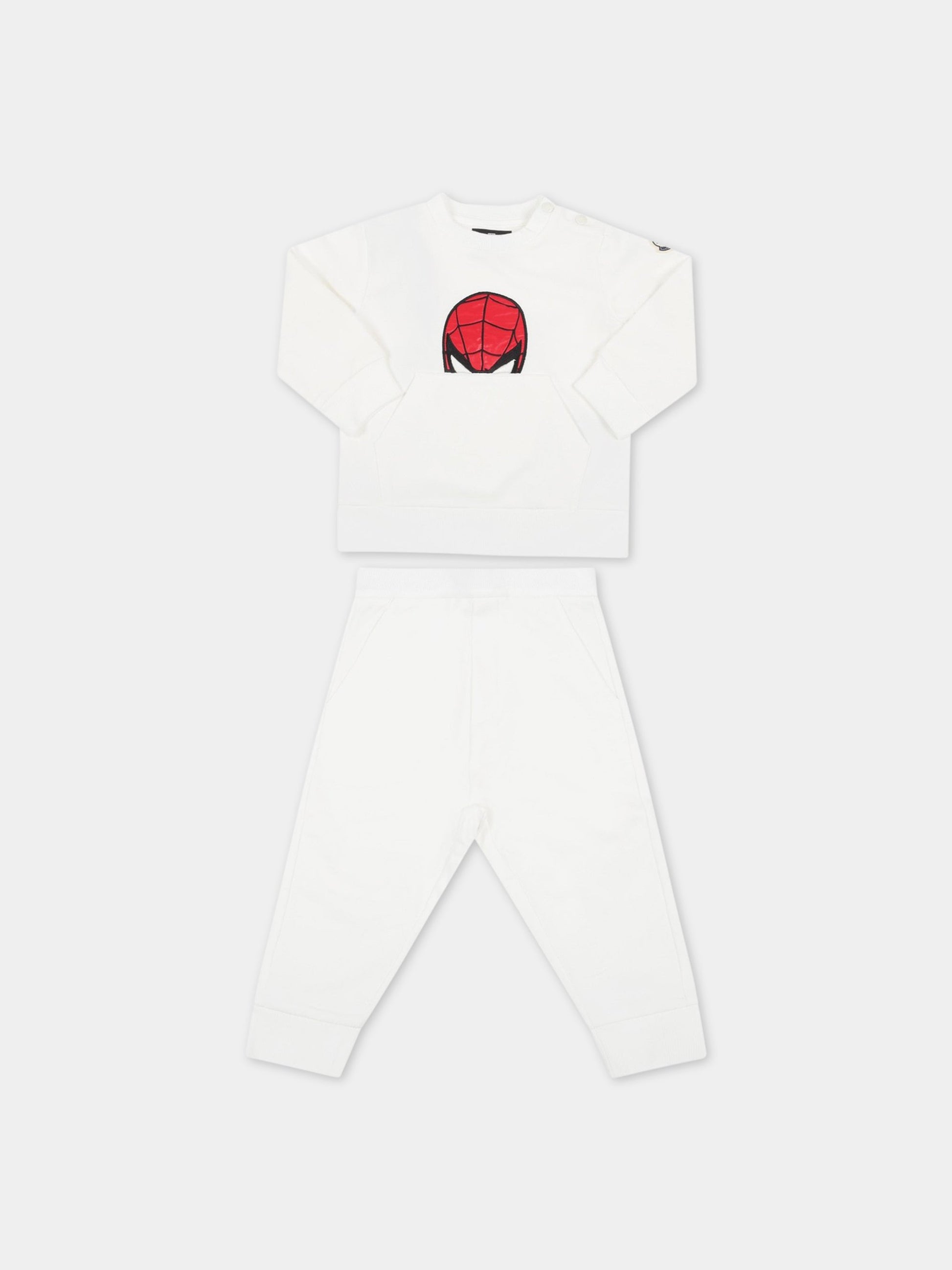 Tuta bianca per neonato con Spiderman,Moncler Kids,951 8M00004 80996 034