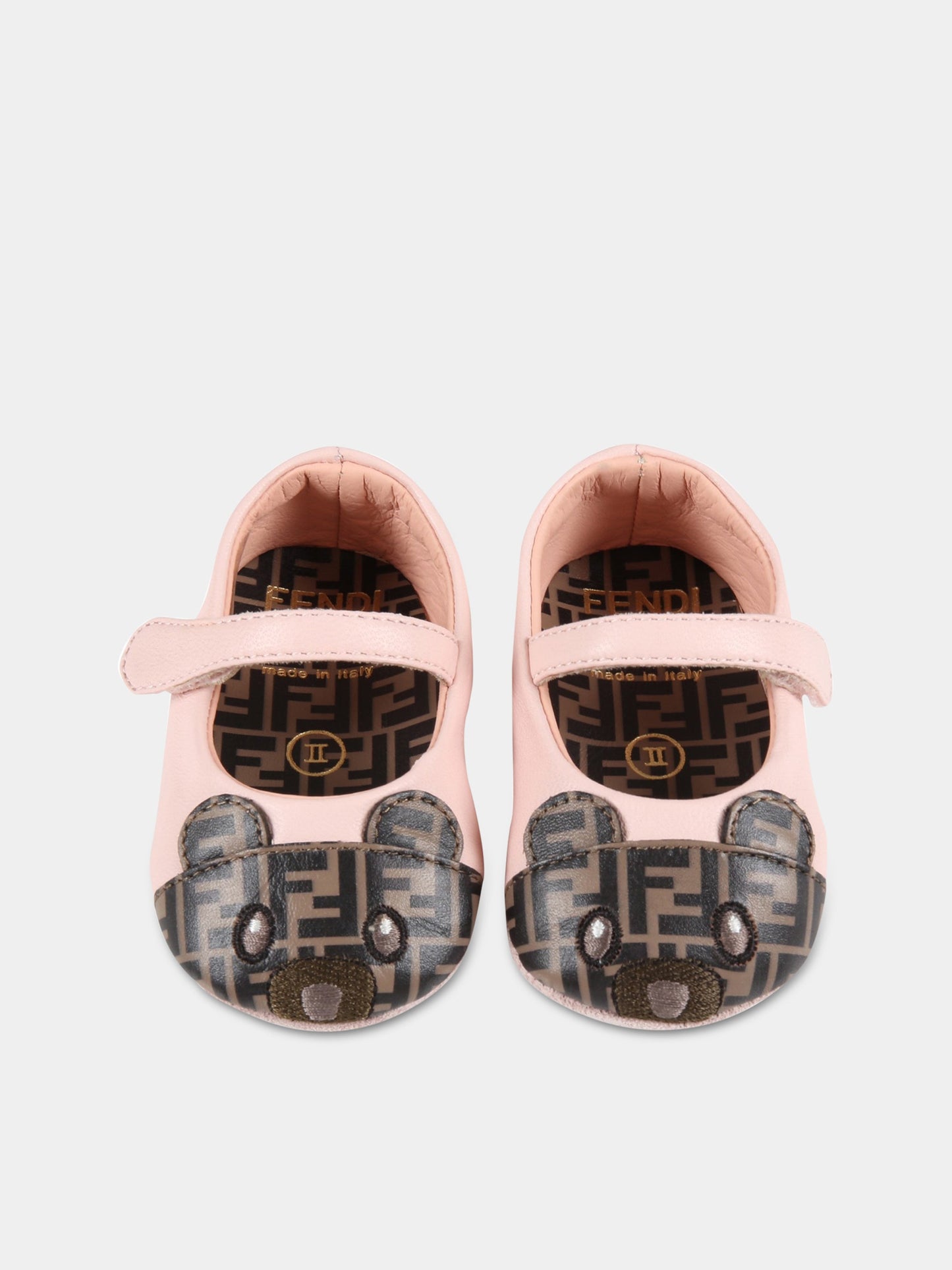 Ballerine rosa per neonata con orso e iconiche FF,Fendi Kids,BFR089 AASY F0WM9