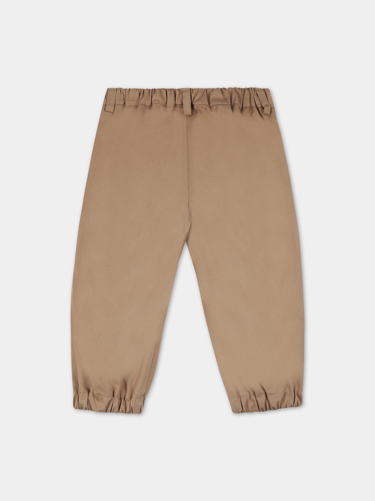 Pantalone beige per neonato con doppia FF,Fendi Kids,BUF051 ADEH F1F4G