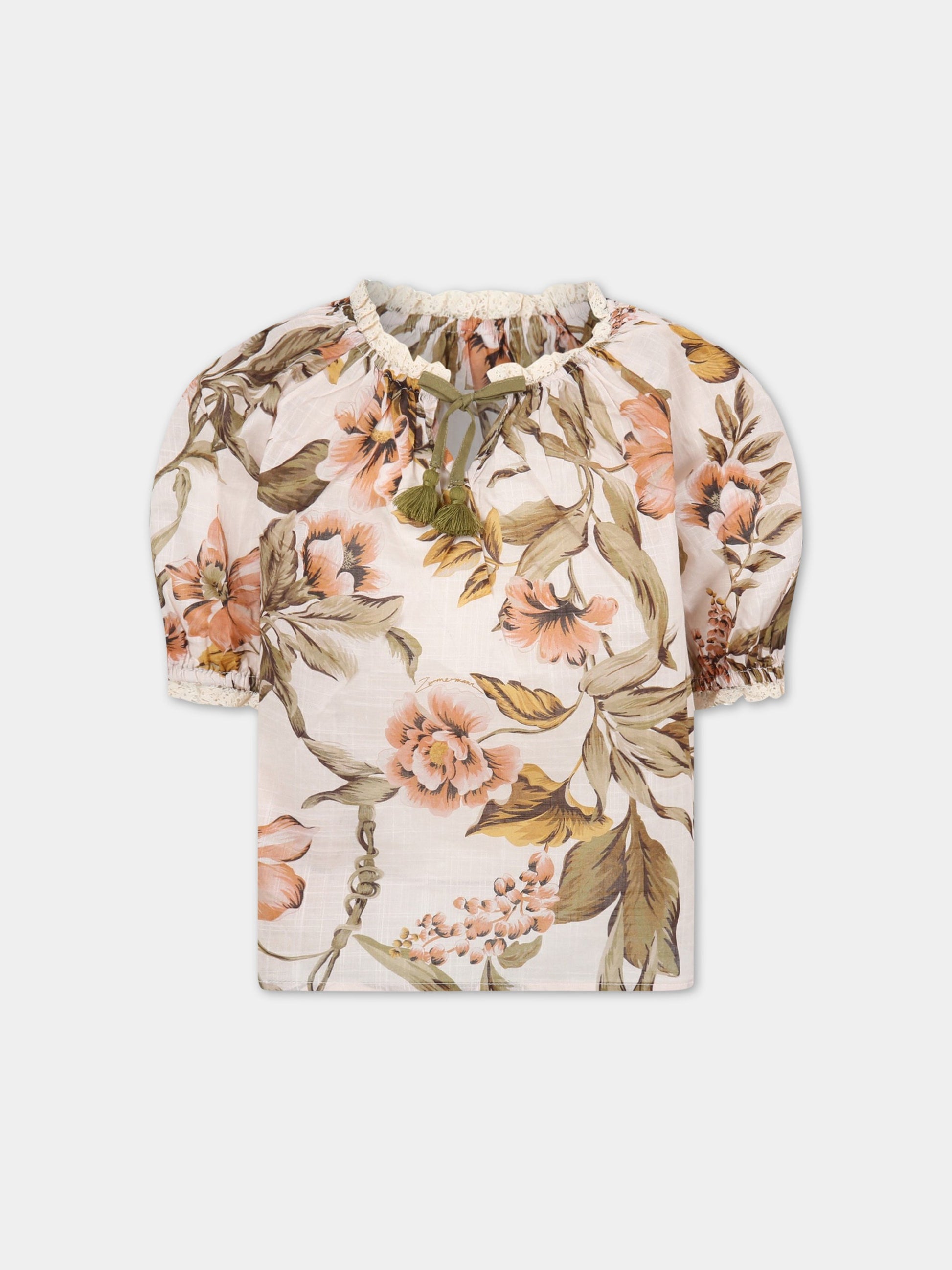 Blusa rosa per bambina con fiori,Zimmermann,4131TSS221