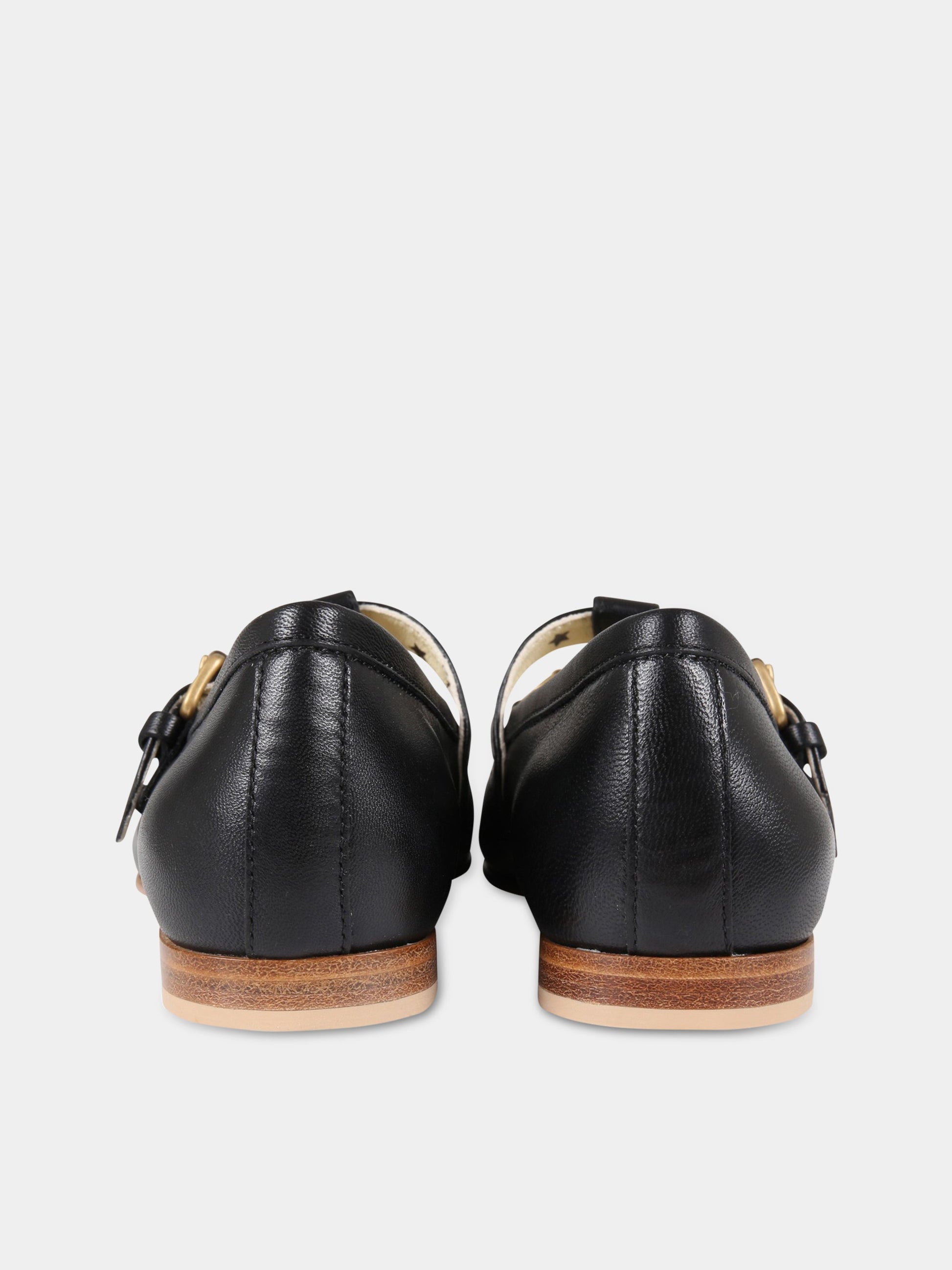 Mocassini neri per bambina con morsetto,Gucci Kids,702900 AAA7Z 1000