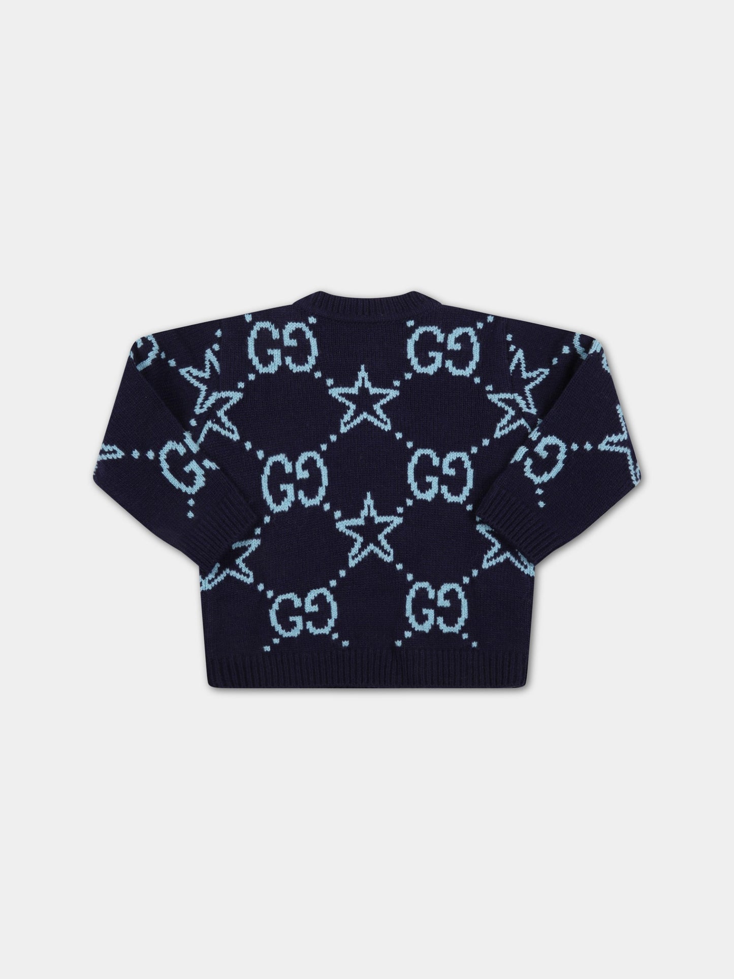 Maglione blu per neonati con stelle,Gucci Kids,691866 XKCGP 4659