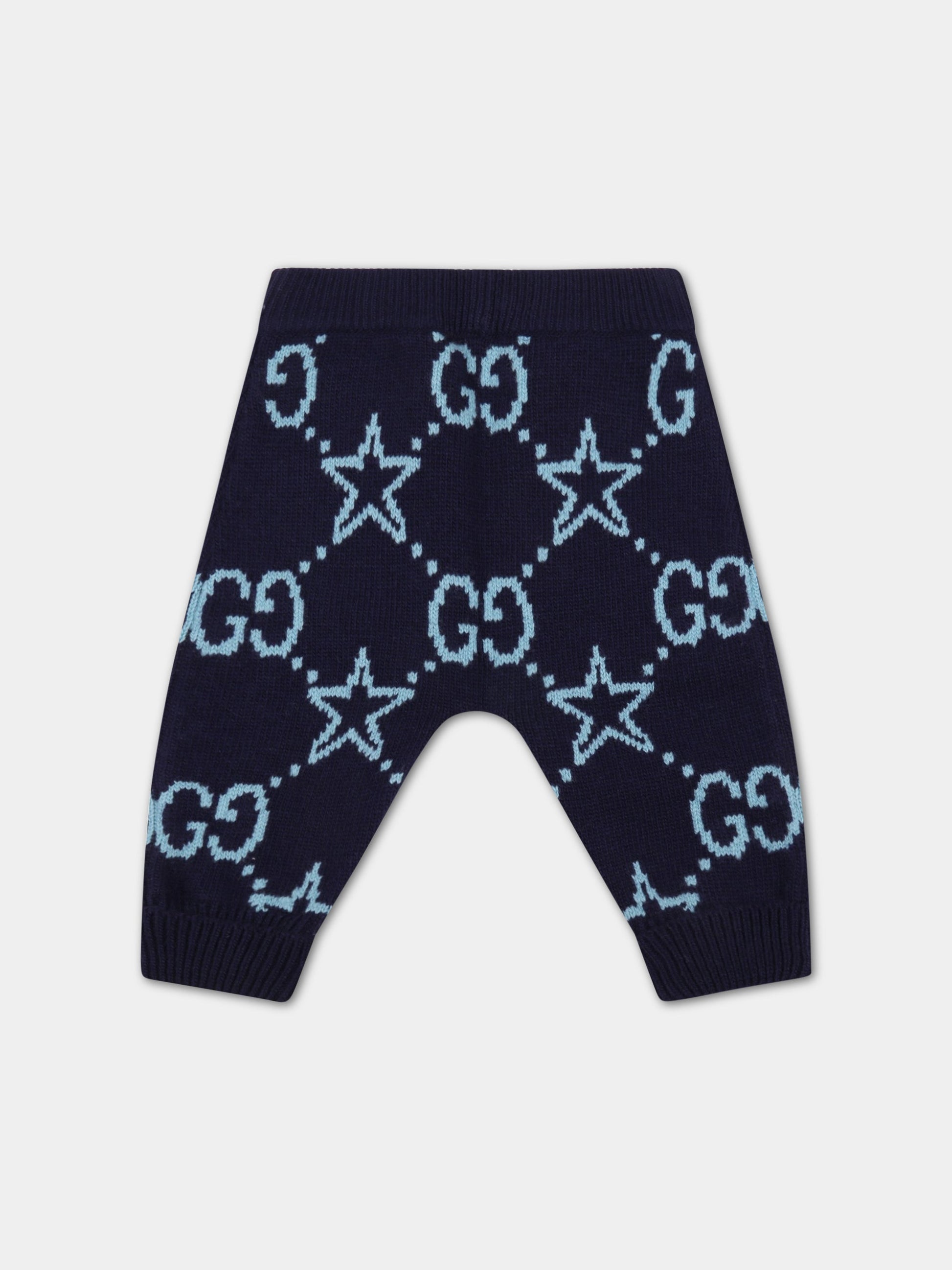 Pantalone blu per neonati con stelle,Gucci Kids,691876 XKCGP 4659