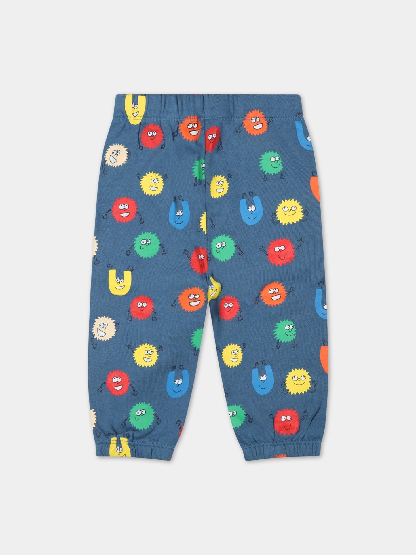 Pantaloni blu da tuta per neonato con disegni colorati,Stella Mccartney Kids,8R6510 Z0593 619MC