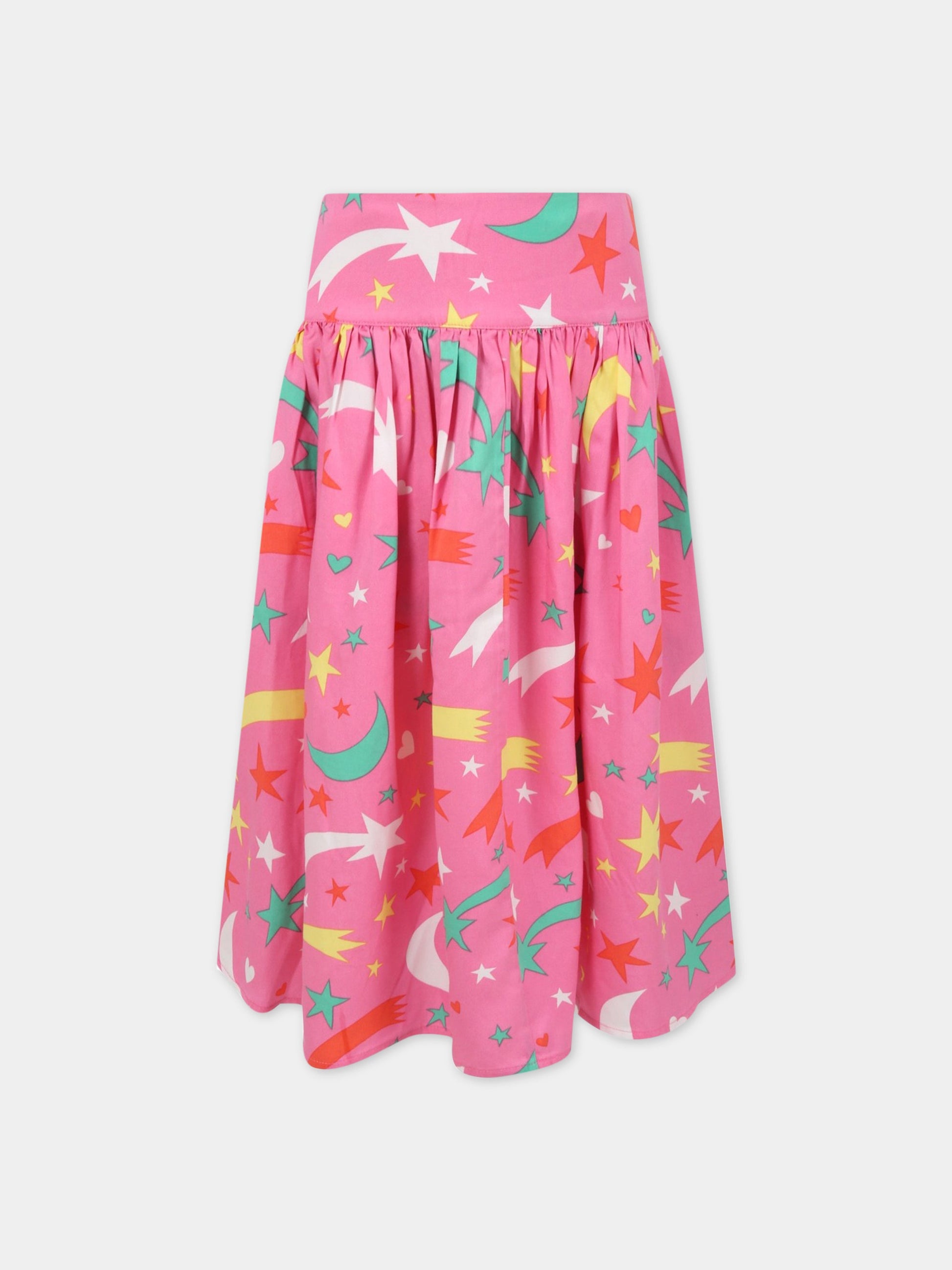 Gonna fucsia per bambina con stelle, cuori e lune,Stella Mccartney Kids,8R7A90 Z0482 511MC