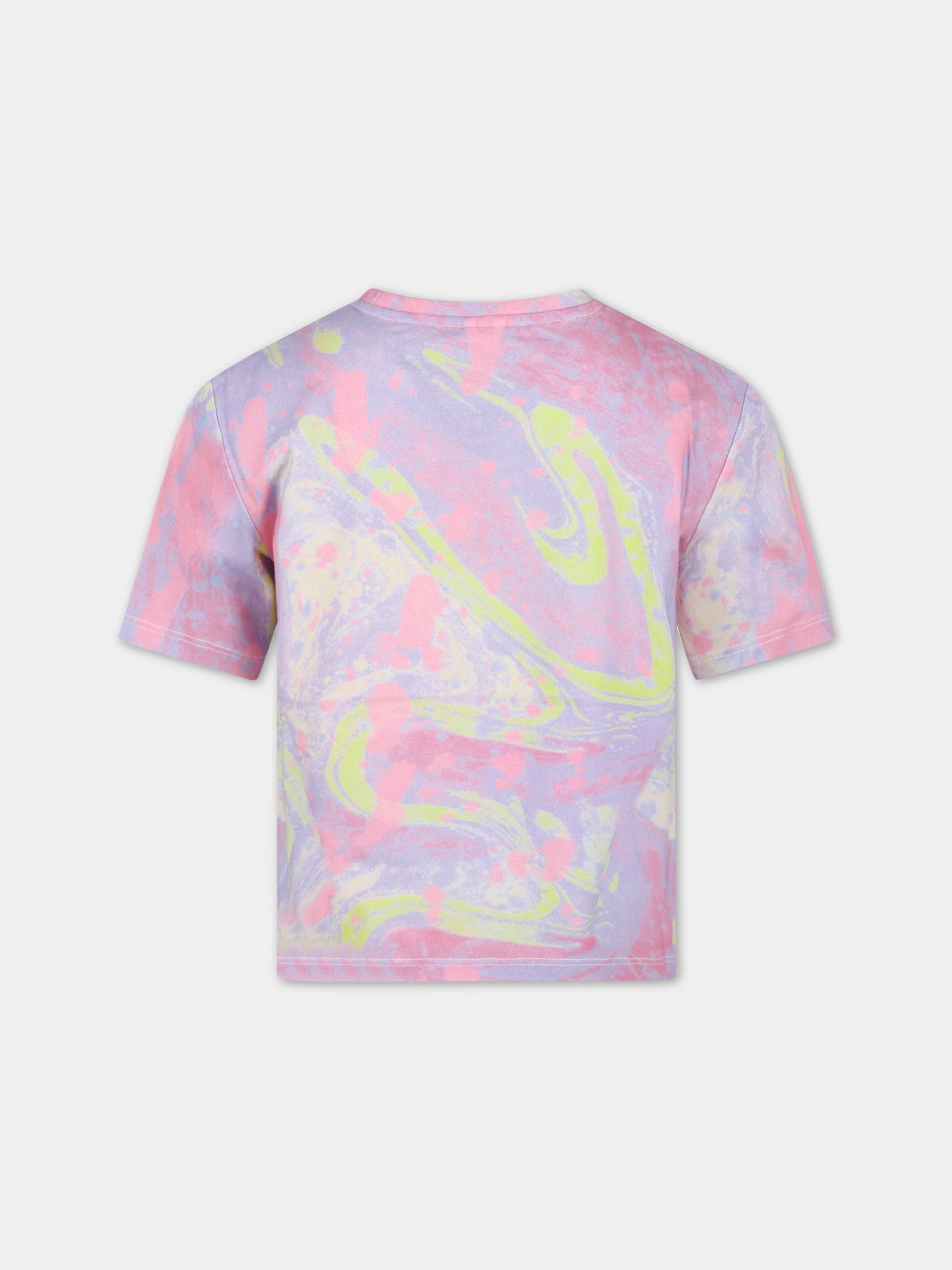 T-shirt tie-dye per bambini con scritta gialla,Stella Mccartney Kids,8R8B51 Z0461 999MC