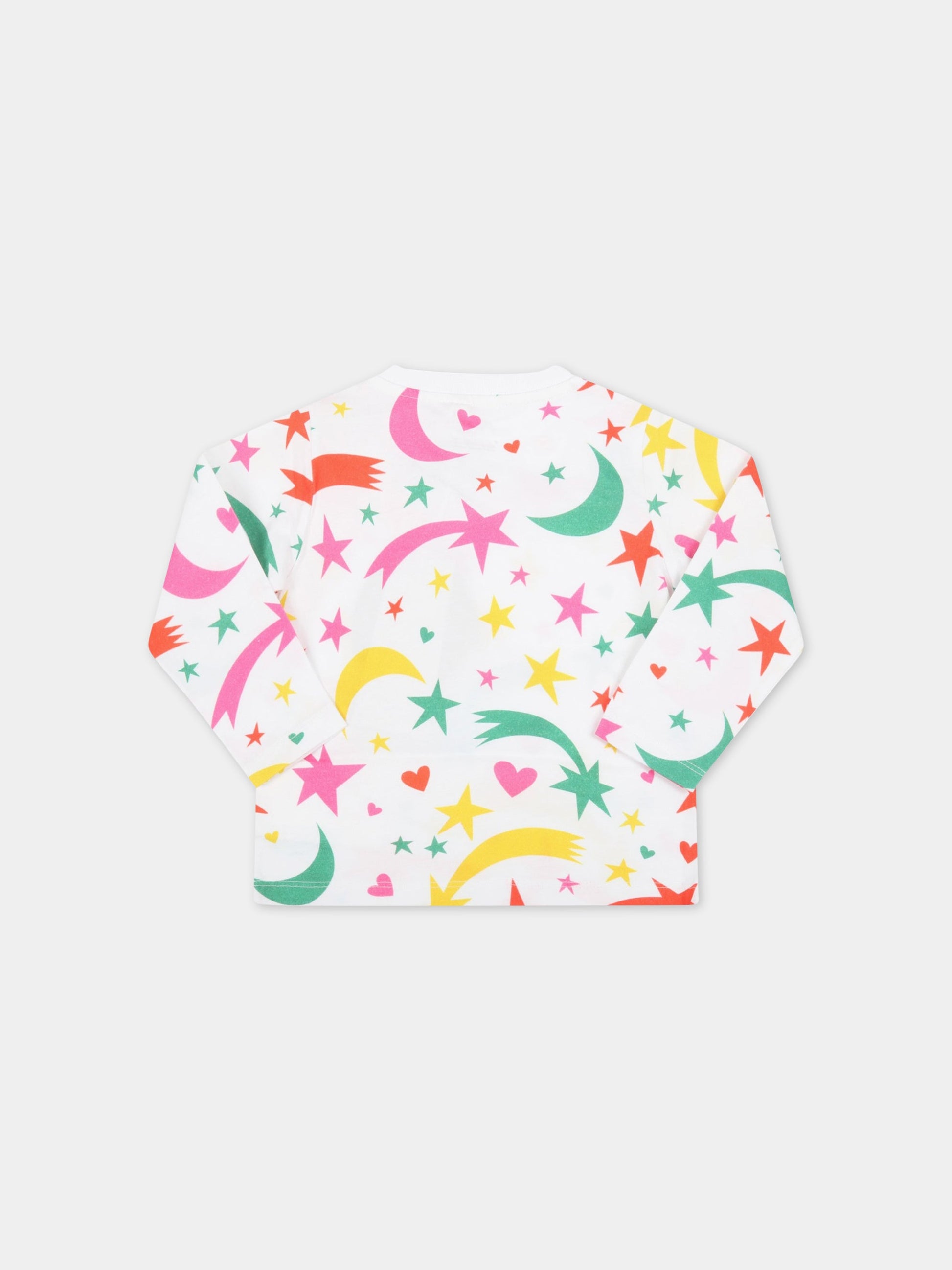 T-shirt bianca per neonata con disegni colorati,Stella Mccartney Kids,8R8110 Z0694 100MC