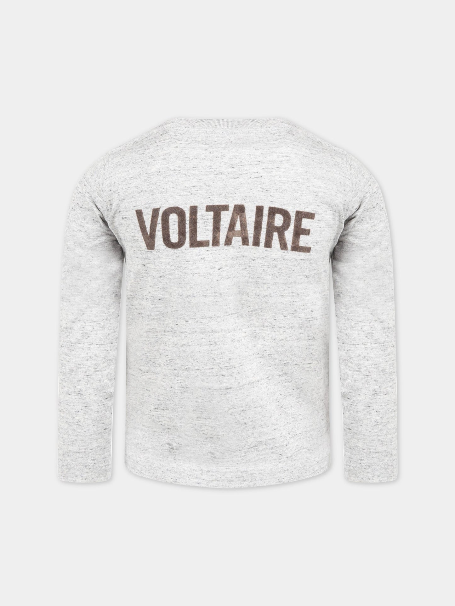 T-shirt grigia per bambino con logo,Zadig & Voltaire Kids,X25334 A35