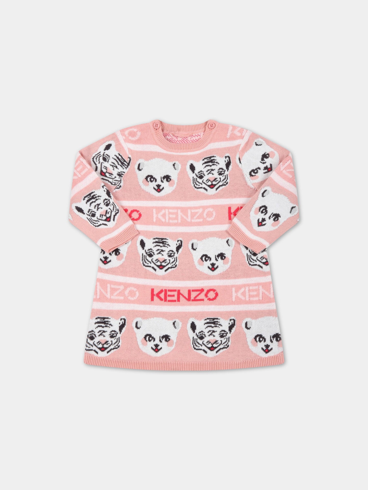 Completo rosa per neonata con loghi,Kenzo Kids,K98063 493