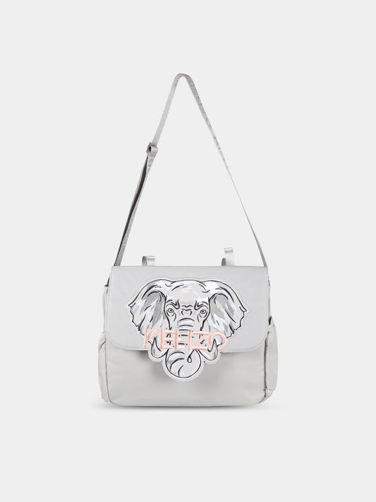 Borsa mamma grigia per neonata con logo,Kenzo Kids,K90089 014