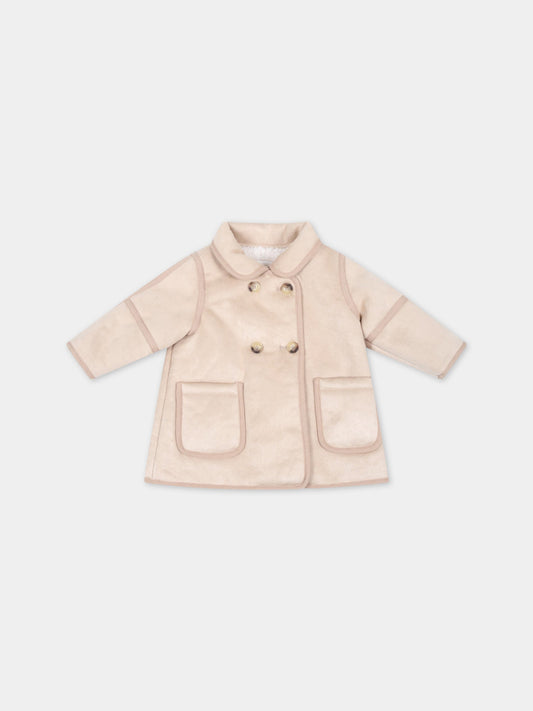 Cappotto beige per neonata,Chloé Kids,C06137 231