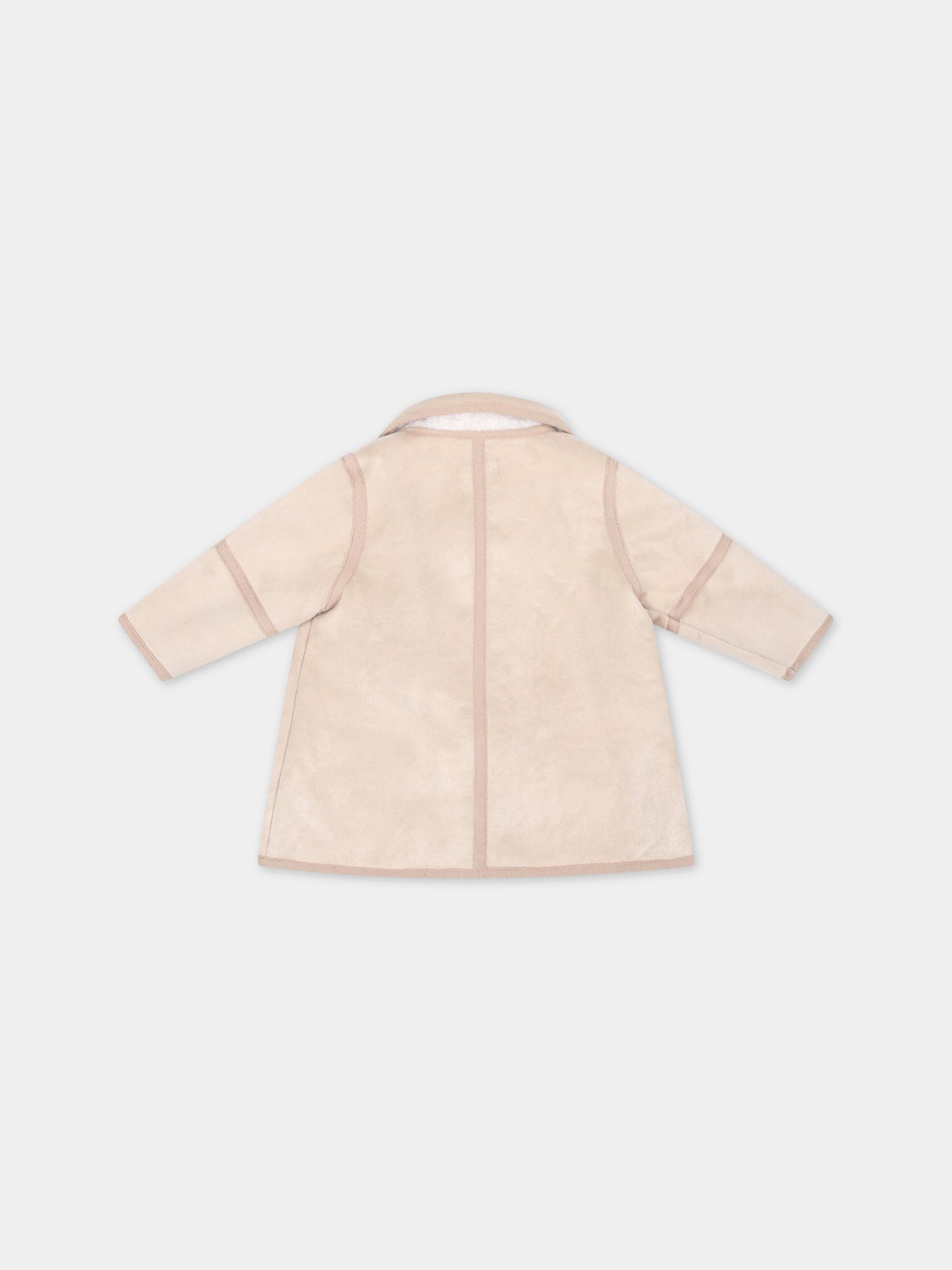 Cappotto beige per neonata,Chloé Kids,C06137 231