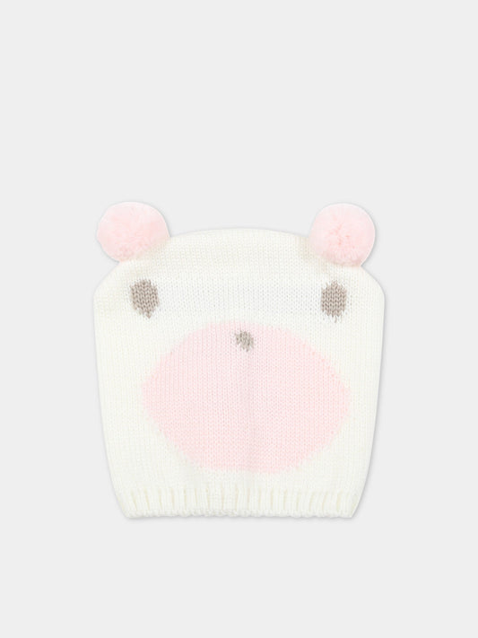 Cappello avorio per neonata con orso,Little Bear,5121 LATTE/CIPRIA