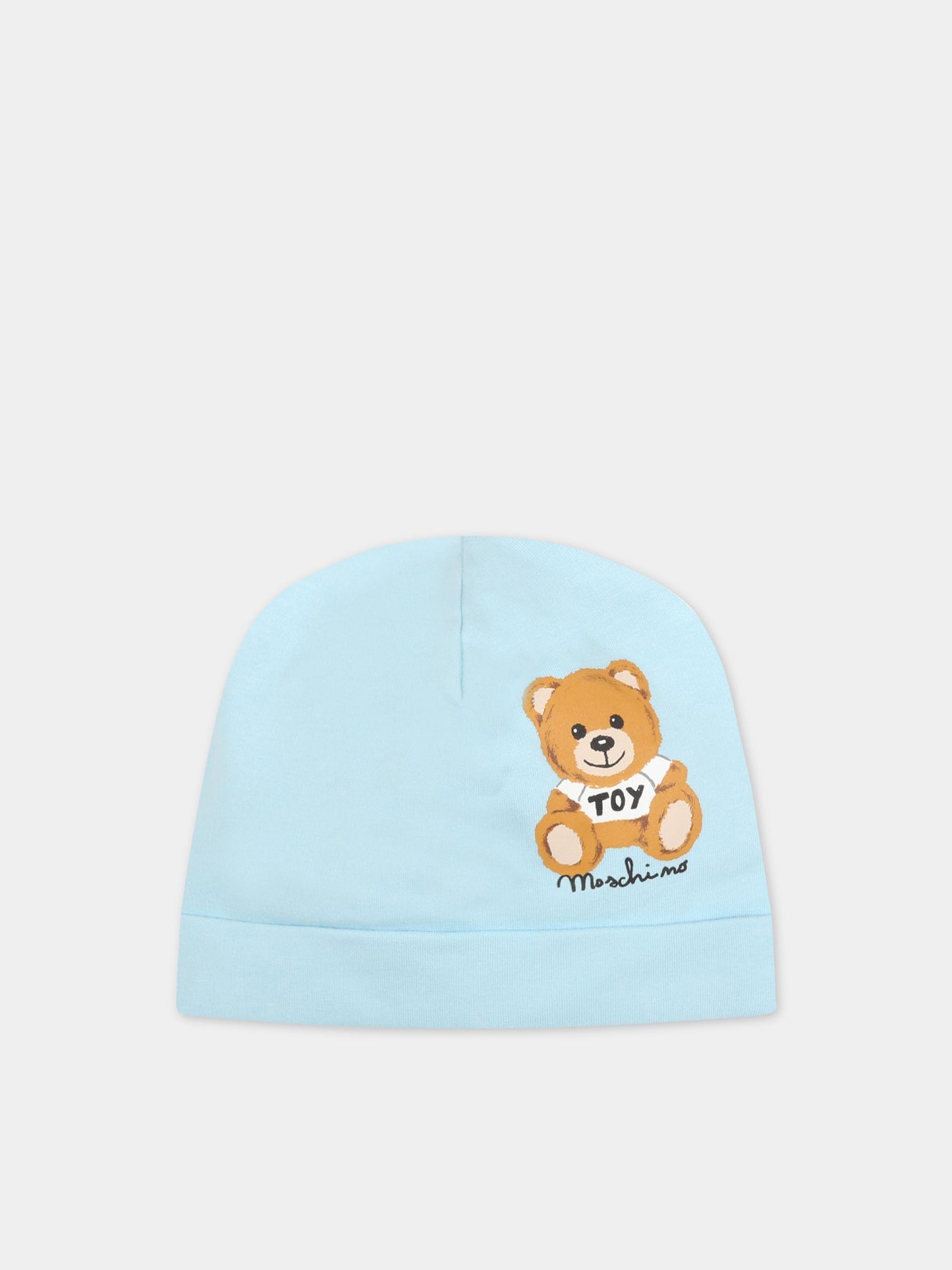 Cappello celeste per neonato con teddy bear,Moschino Kids,MWX031 LDA14 40304