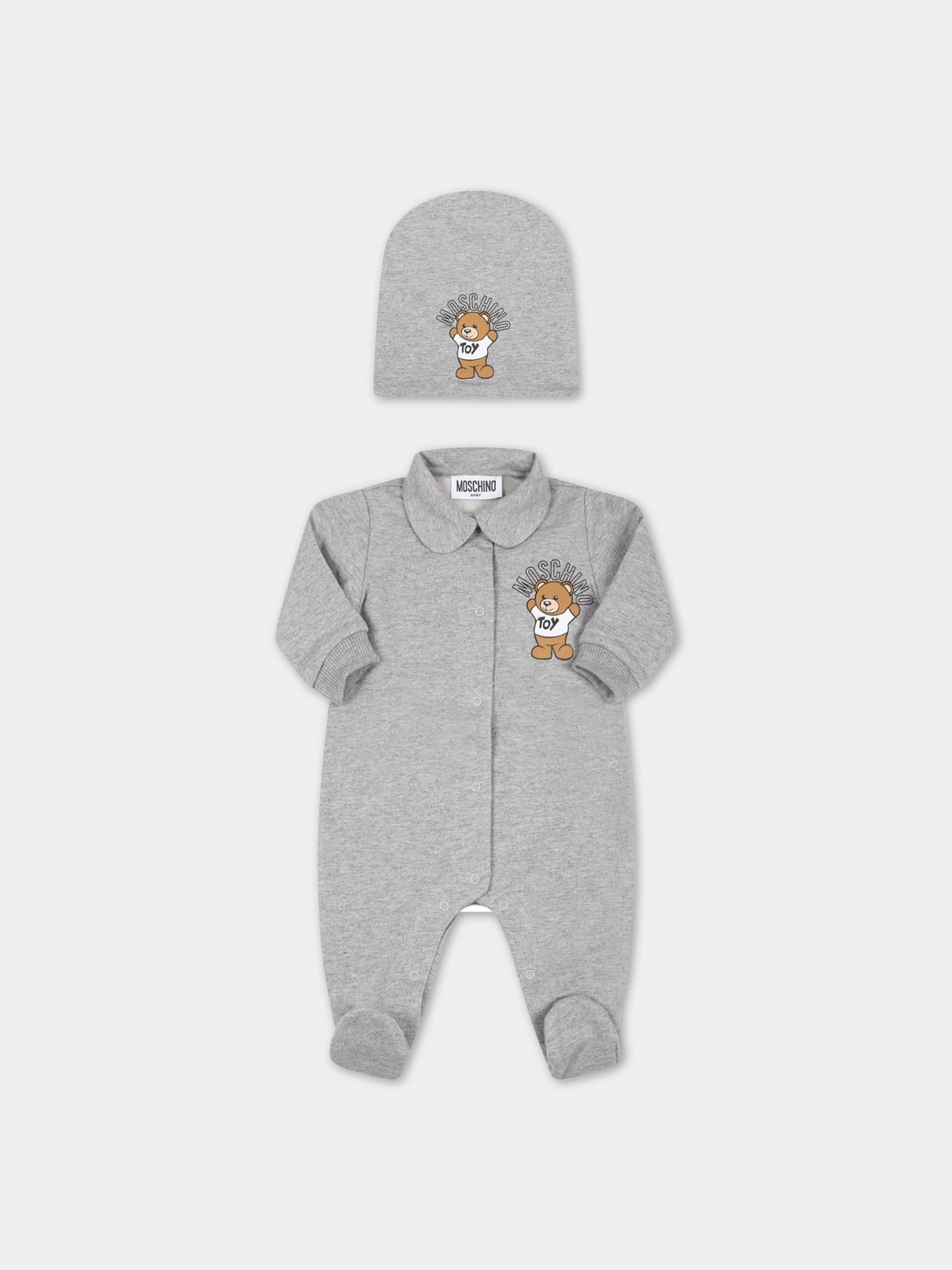 Set grigio per neonati con teddy bear,Moschino Kids,MUY047 LCA40 60901