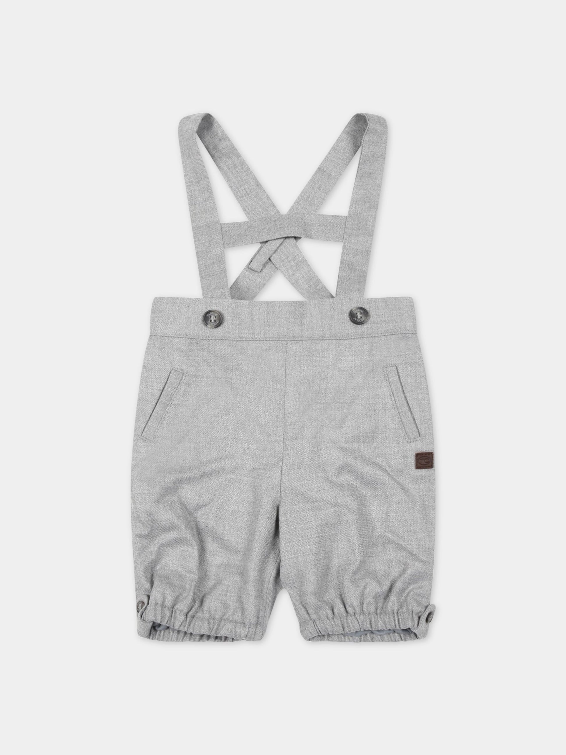 Shorts grigi per neonato con patch logato,Tartine Et Chocolat,TV22081 22