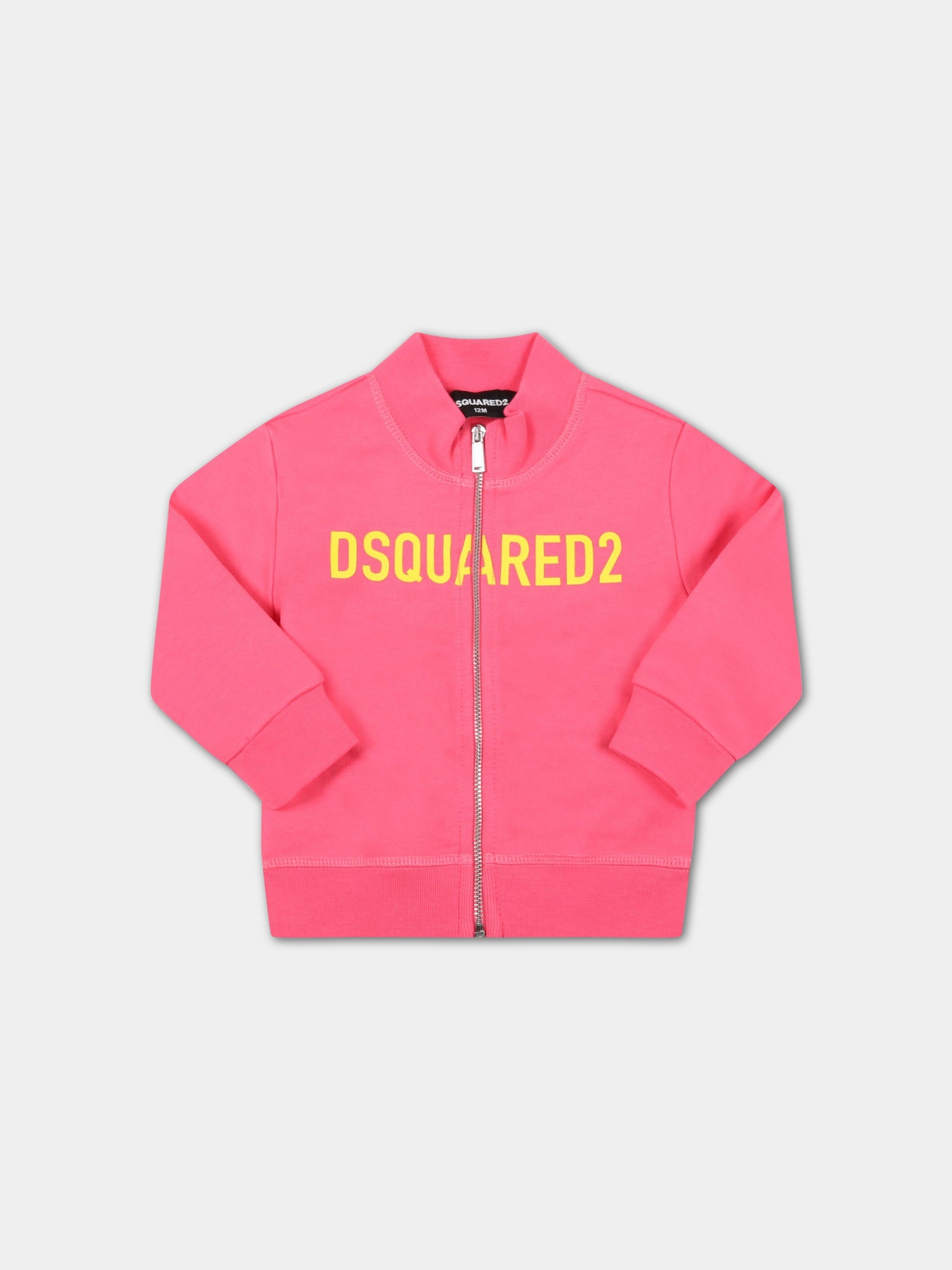 Felpa fucsia per neonata con logo,Dsquared2,DQ1314 D00J7 D2S654B DQ304