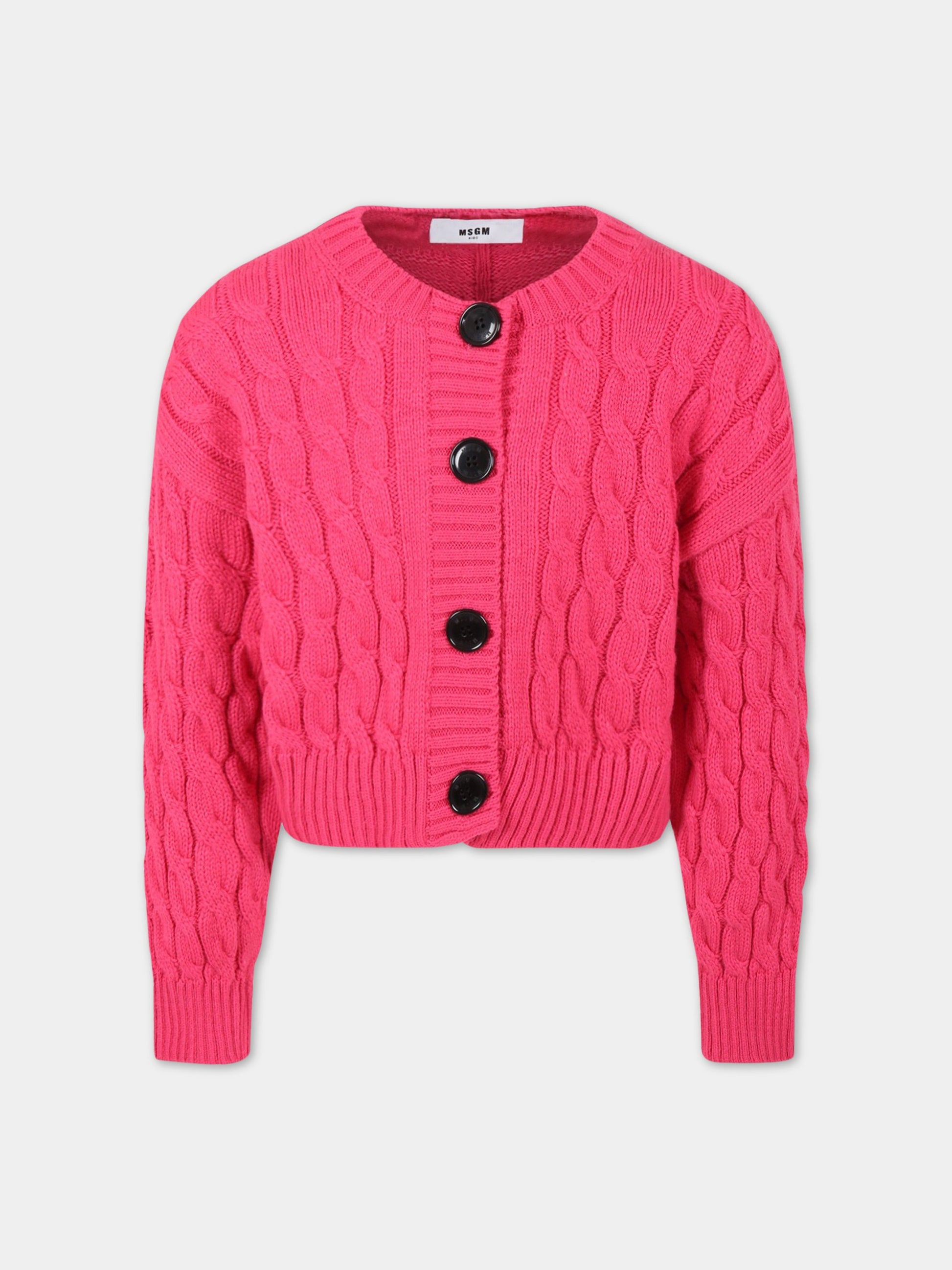 Cardigan fucsia per bambina,Msgm Kids,MS029198 134