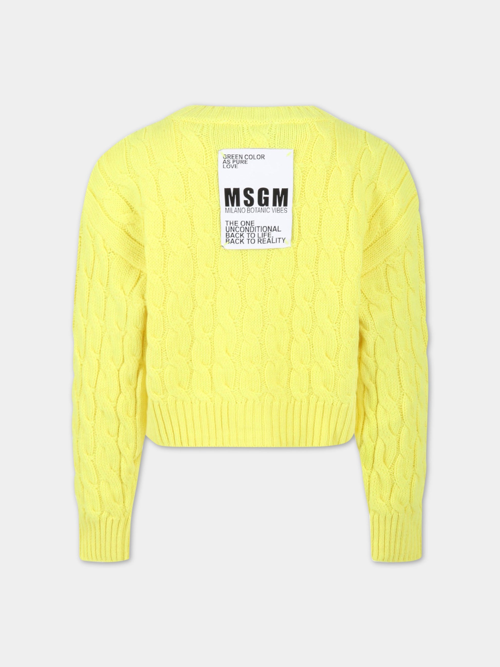 Cardigan giallo fluo per bambina,Msgm Kids,MS029198 023