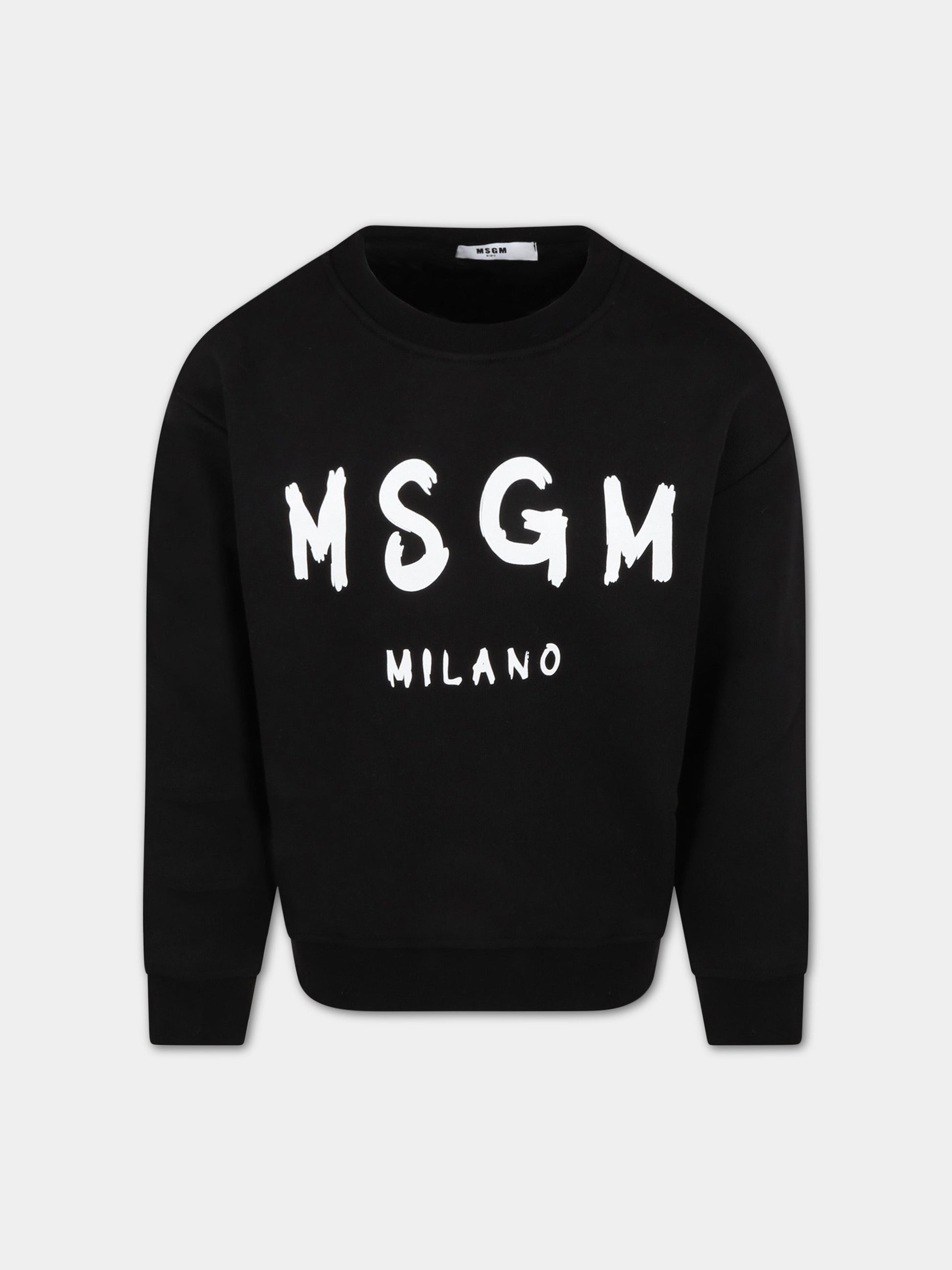 Felpa nera per bambini con logo,Msgm Kids,MS029076 110