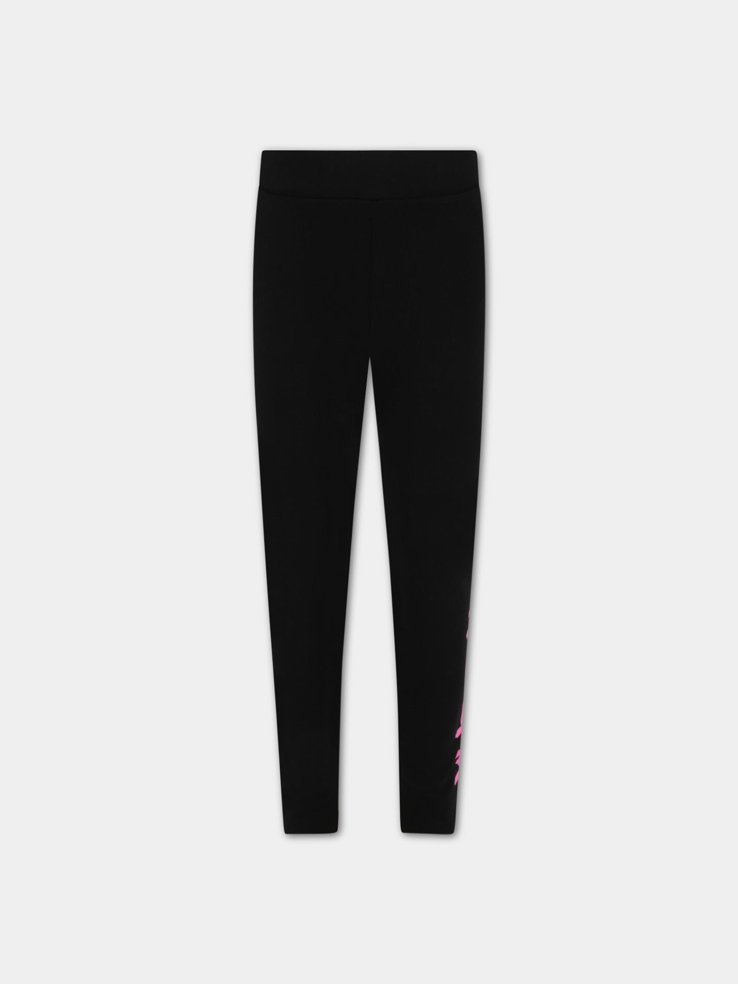 Leggings neri per bambina con logo fucsia,Msgm Kids,MS029099 110