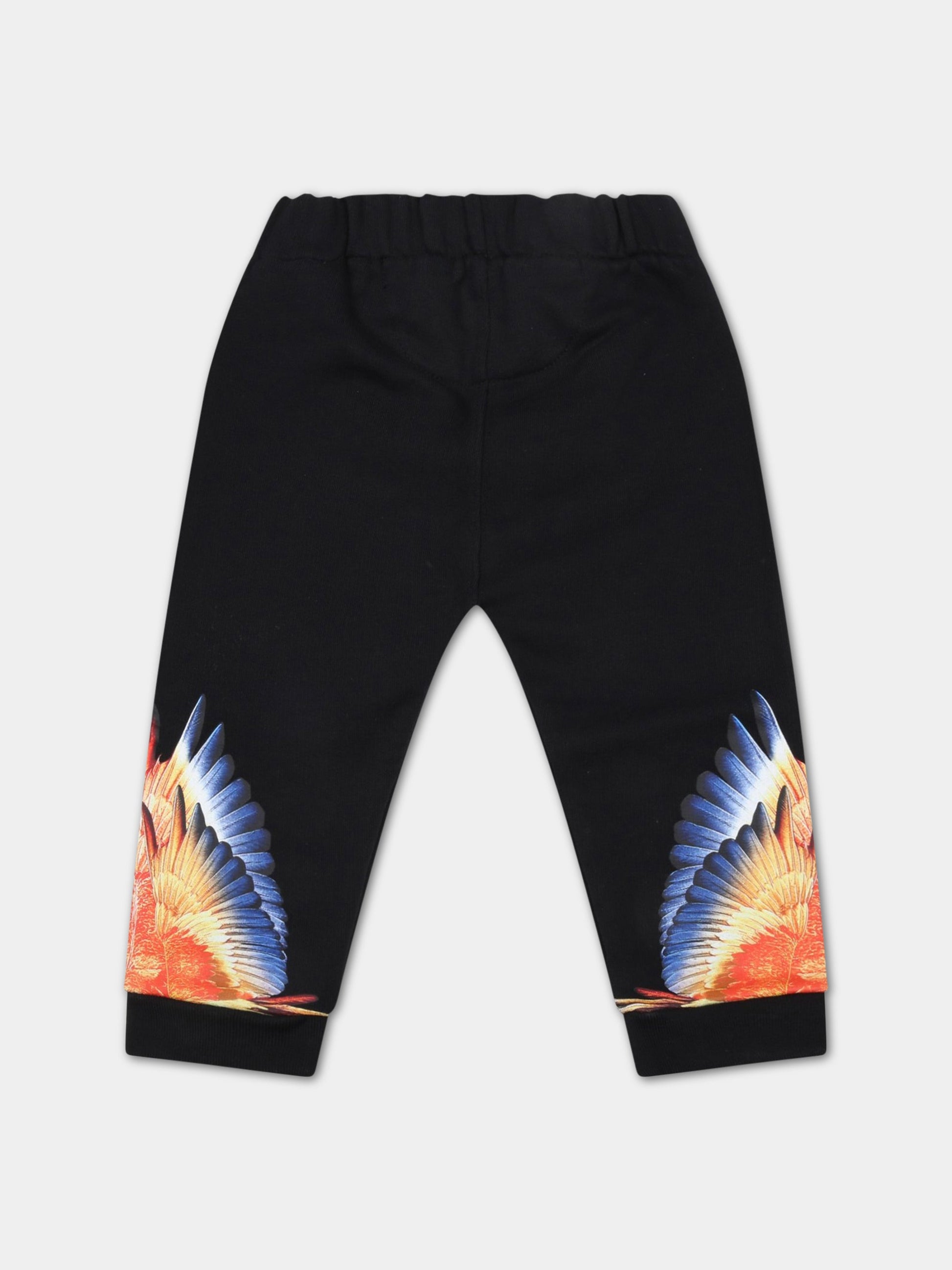 Pantalone nero per neonato con ali,Marcelo Burlon Kids,CBXD001F22FLE0021020