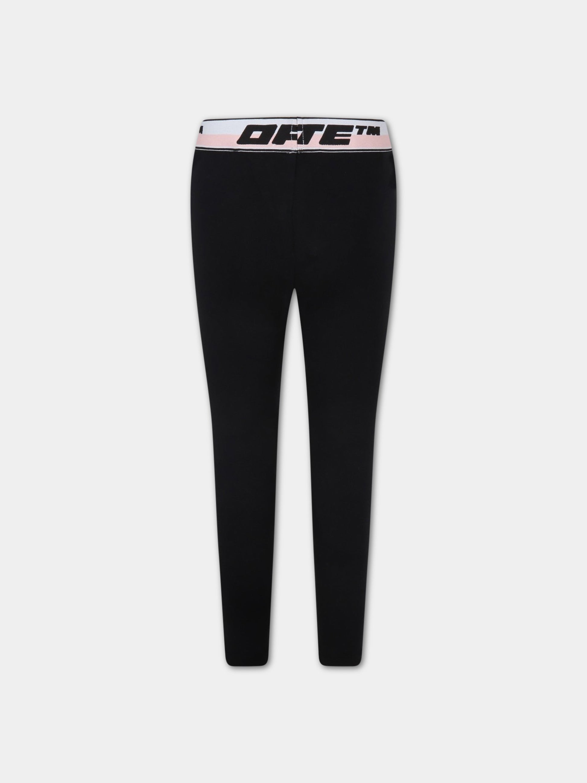 Leggings nero per bambin con loghi,Off White,OGCD003C99JER0011010