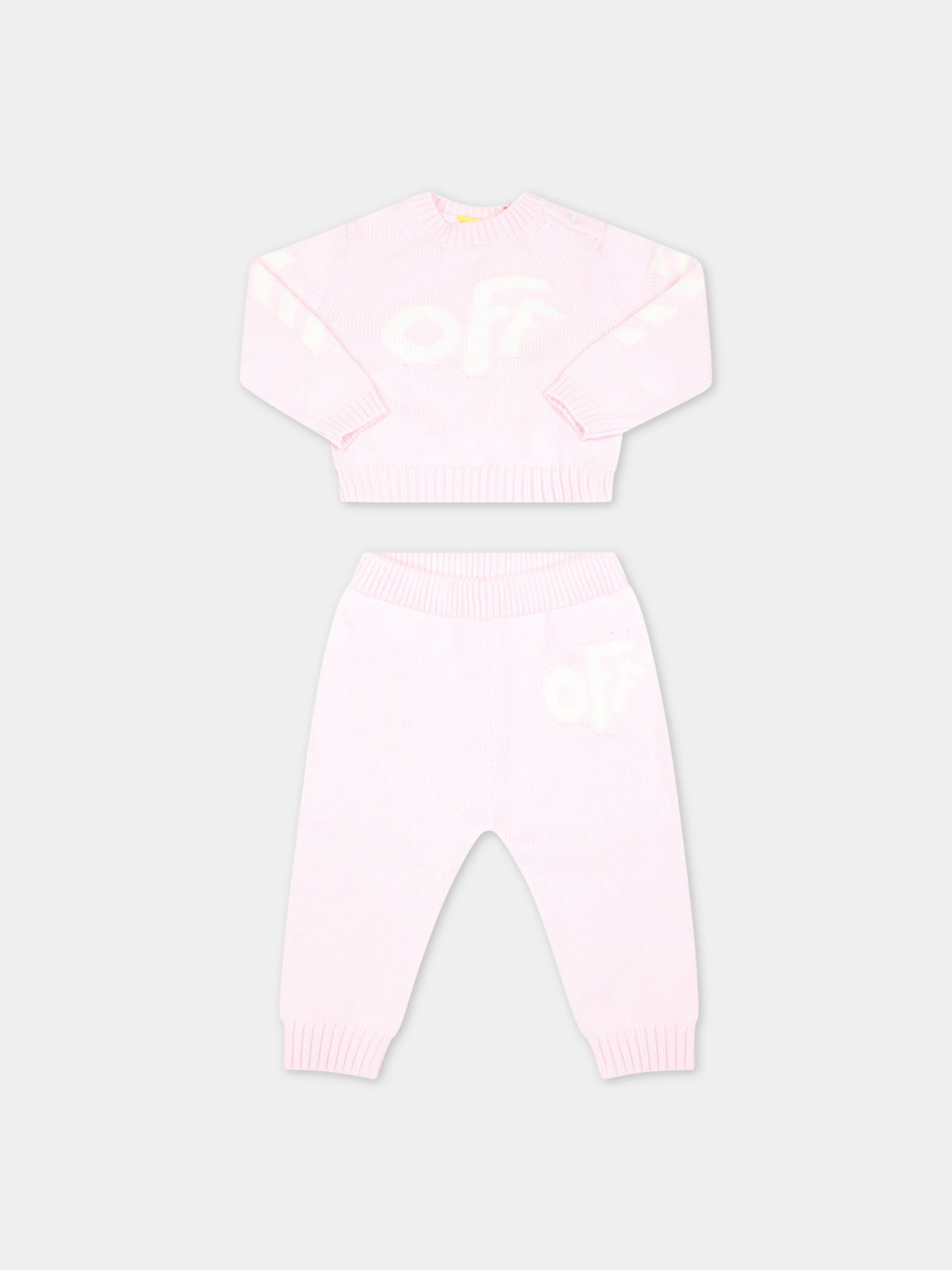 Completo rosa per neonata con logo,Off White,OG2X004F22KNI0013003