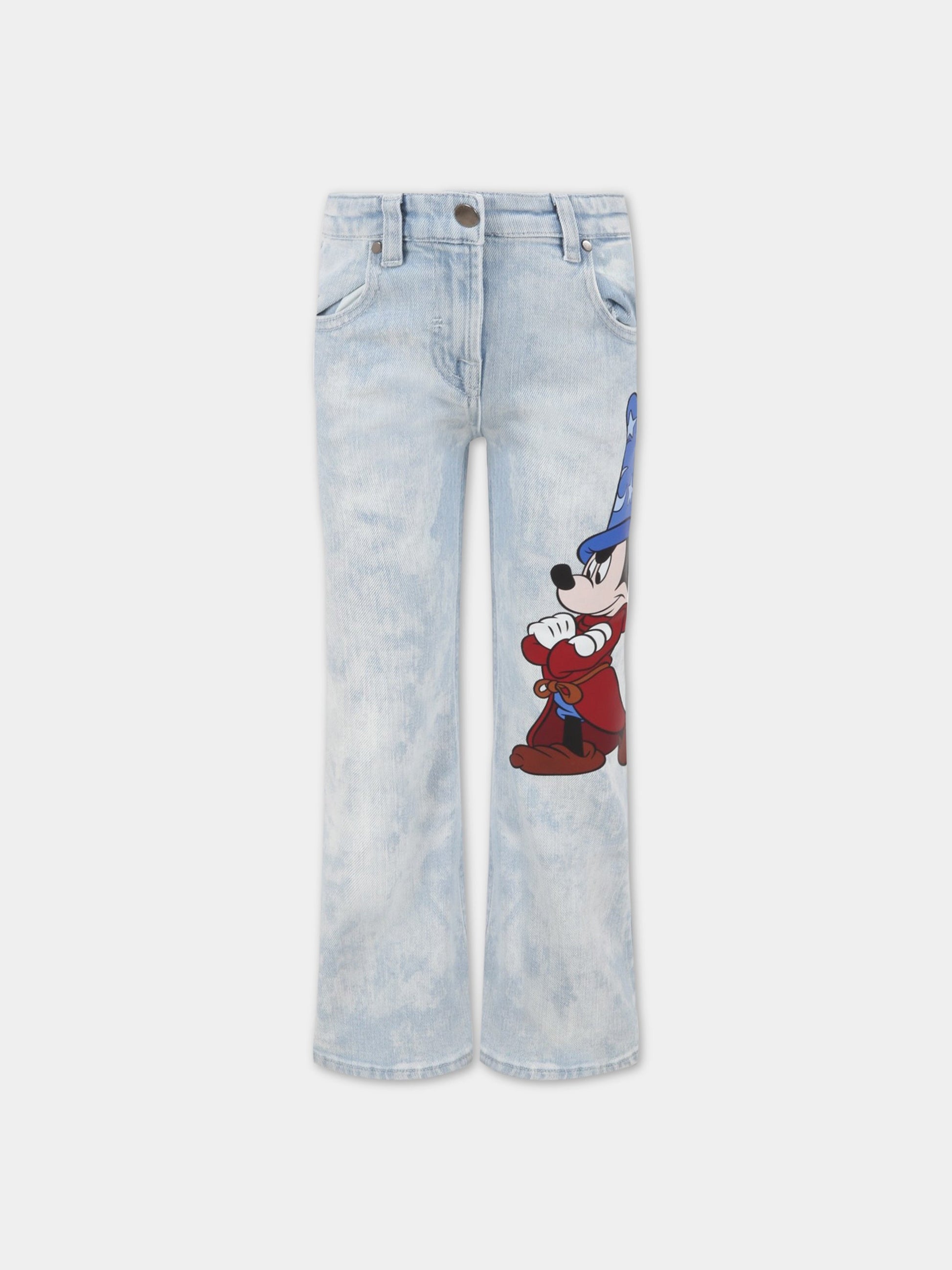 Jeans celeste per bambina con Topolino,Stella Mccartney Kids,8R6E40 Z1038 615