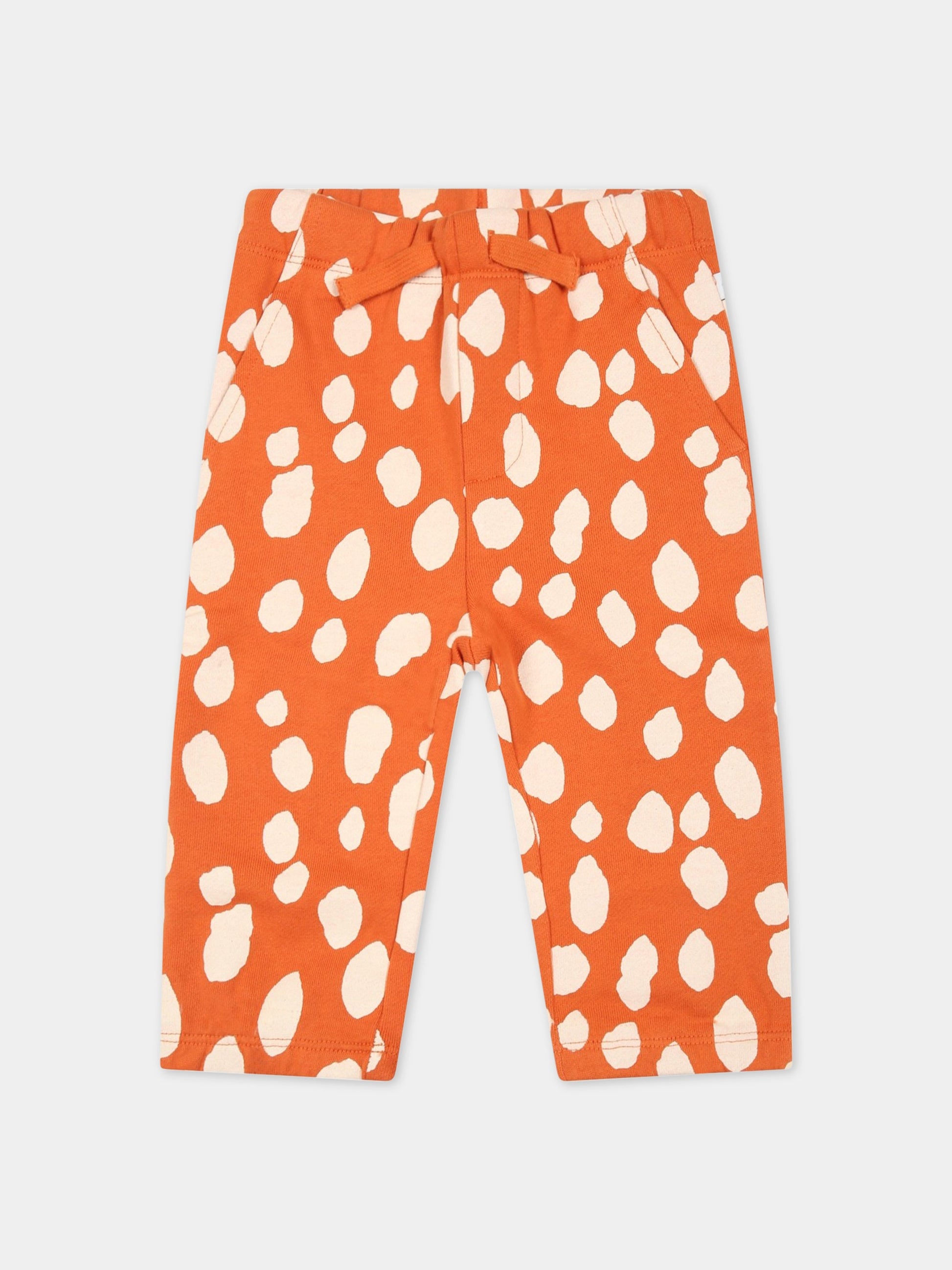 Pantaloni arancioni da tuta per neonati con stampa animalier,Stella Mccartney Kids,8R6090 Z0462 311BG